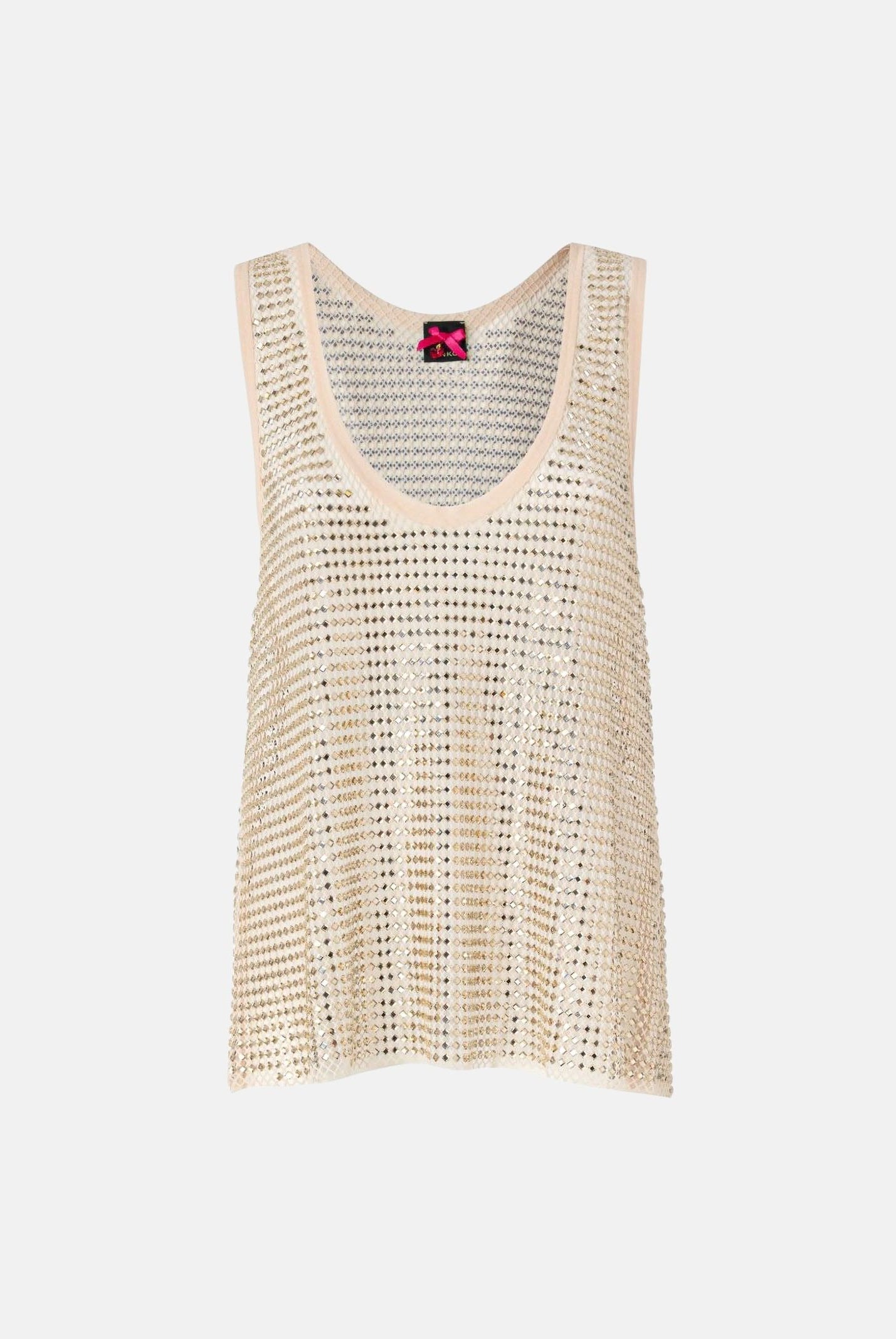 PINKO Top DYANE Crochet Oro Metallico da donna con lavorazione traforata 107518A3IH H78 PINKO