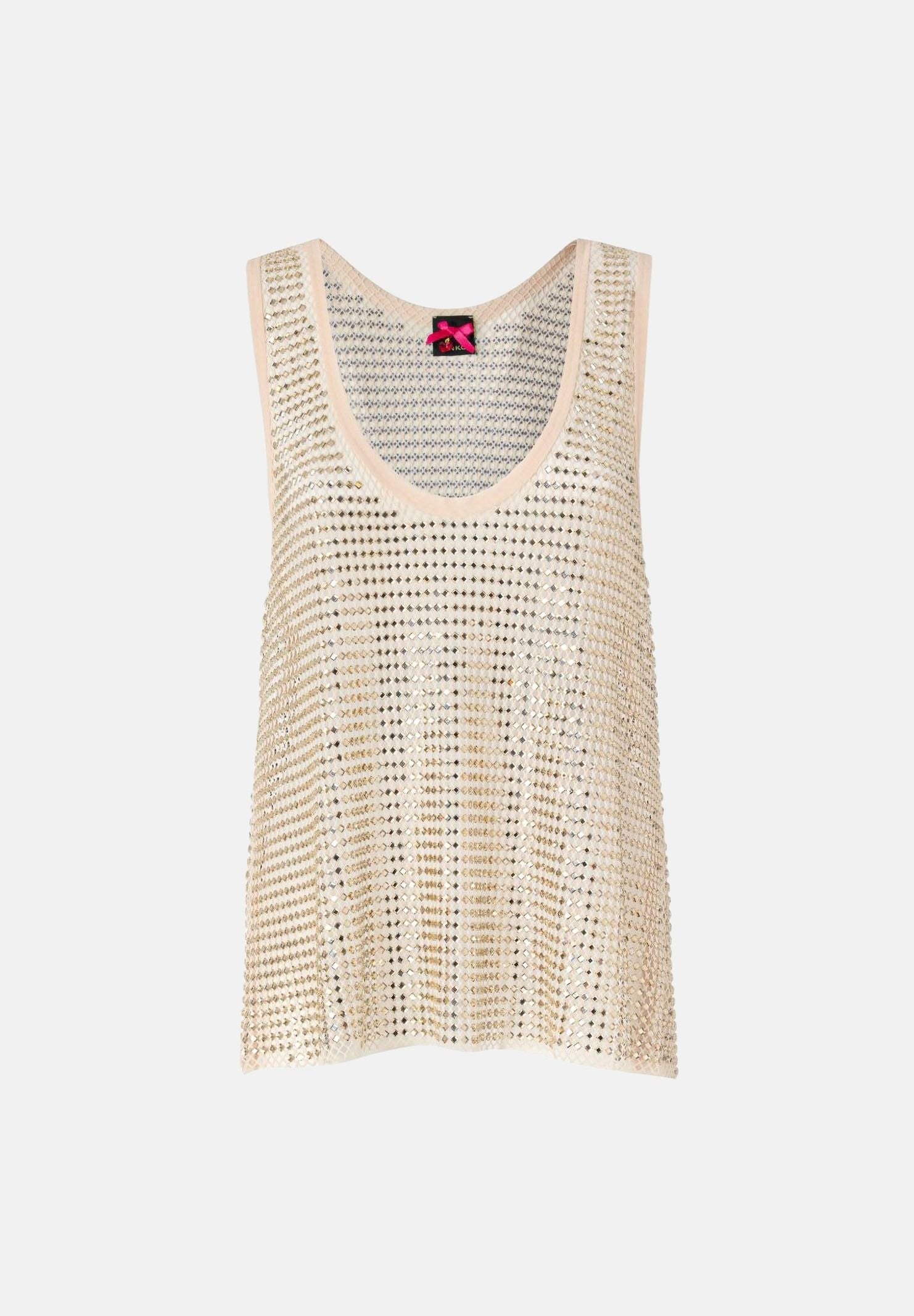 PINKO Top DYANE Crochet Oro Metallico da donna con lavorazione traforata 107518A3IH H78 PINKO