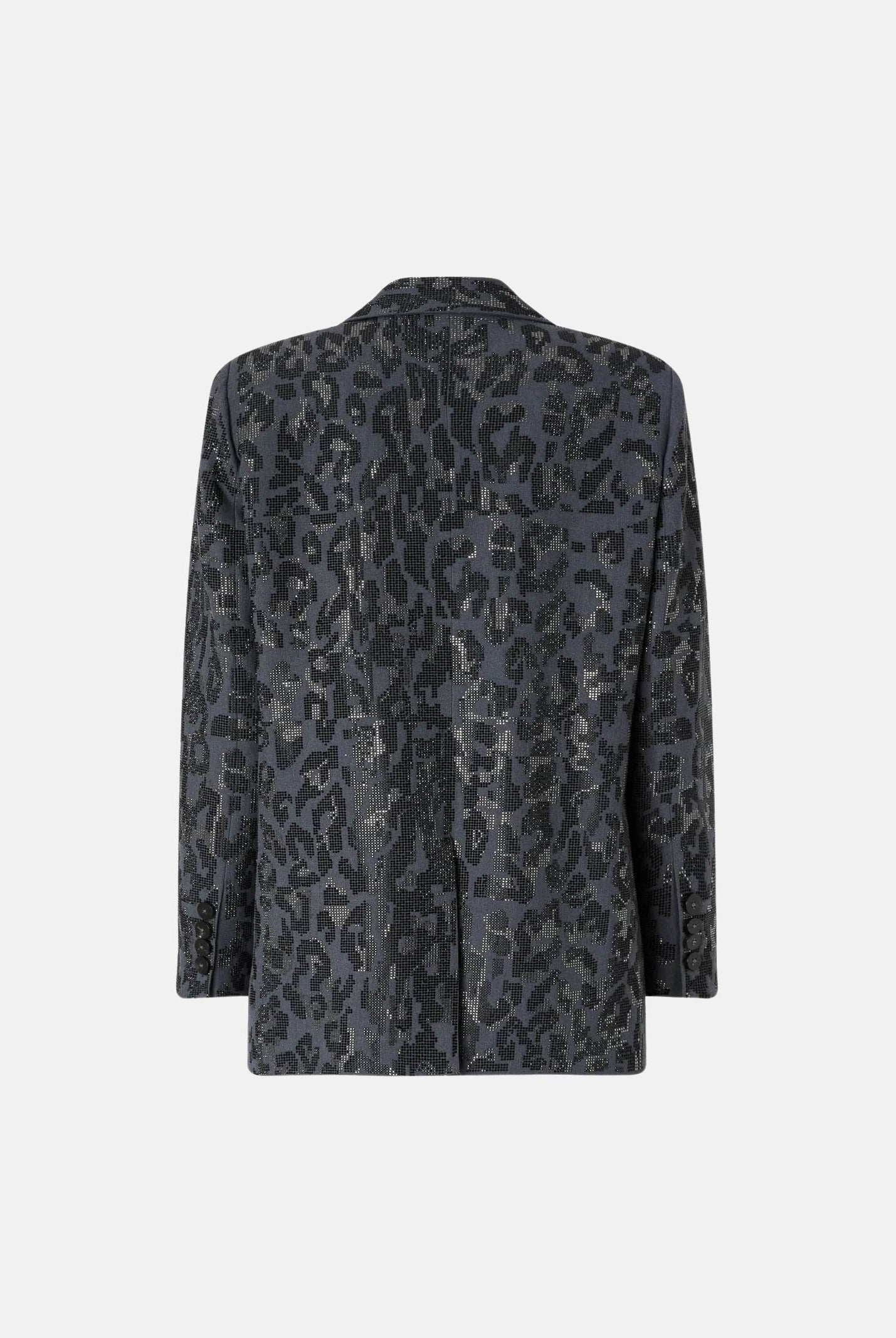 PINKO Giacca JAGUAR doppiopetto dark grigio, grigio scuro da donna <BR/> con motivo jaguar in microstrass. 107519A3GO I90 PINKO
