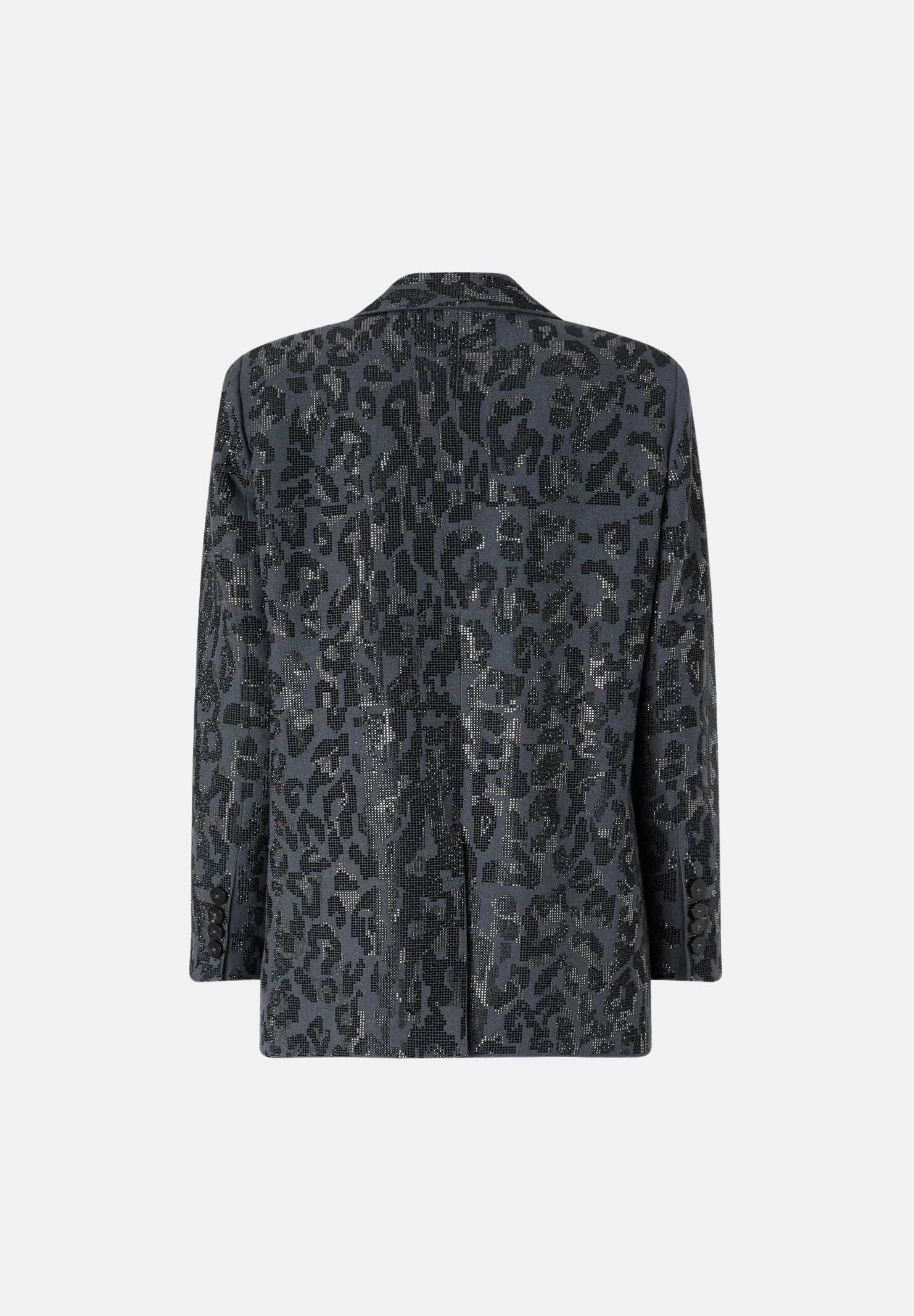 PINKO Giacca JAGUAR doppiopetto dark grigio, grigio scuro da donna <BR/> con motivo jaguar in microstrass. 107519A3GO I90 PINKO