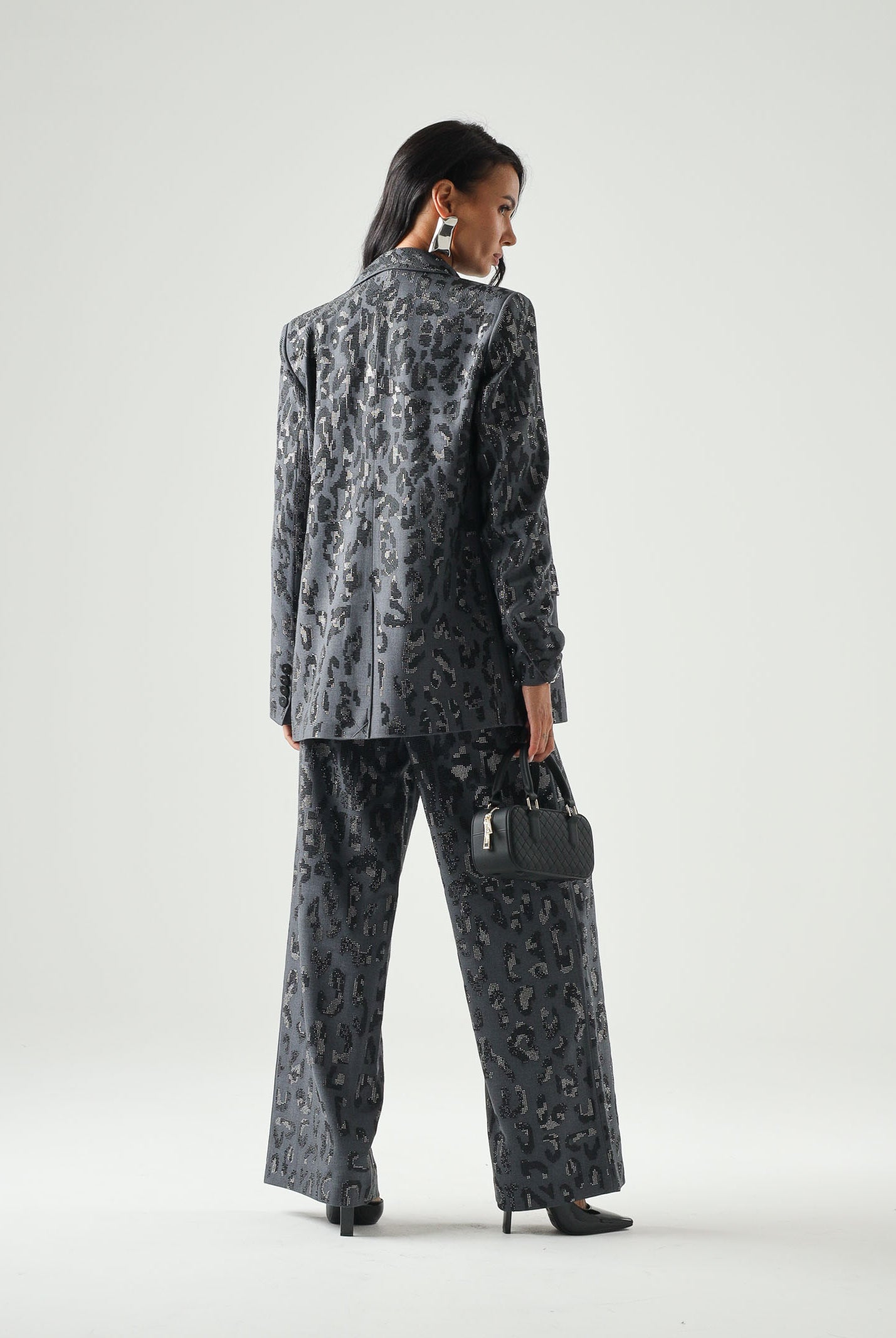PINKO Pantaloni JEEP grey dark, grigio scuro da donna con stampa animalier 107520A3GO I90 PINKO