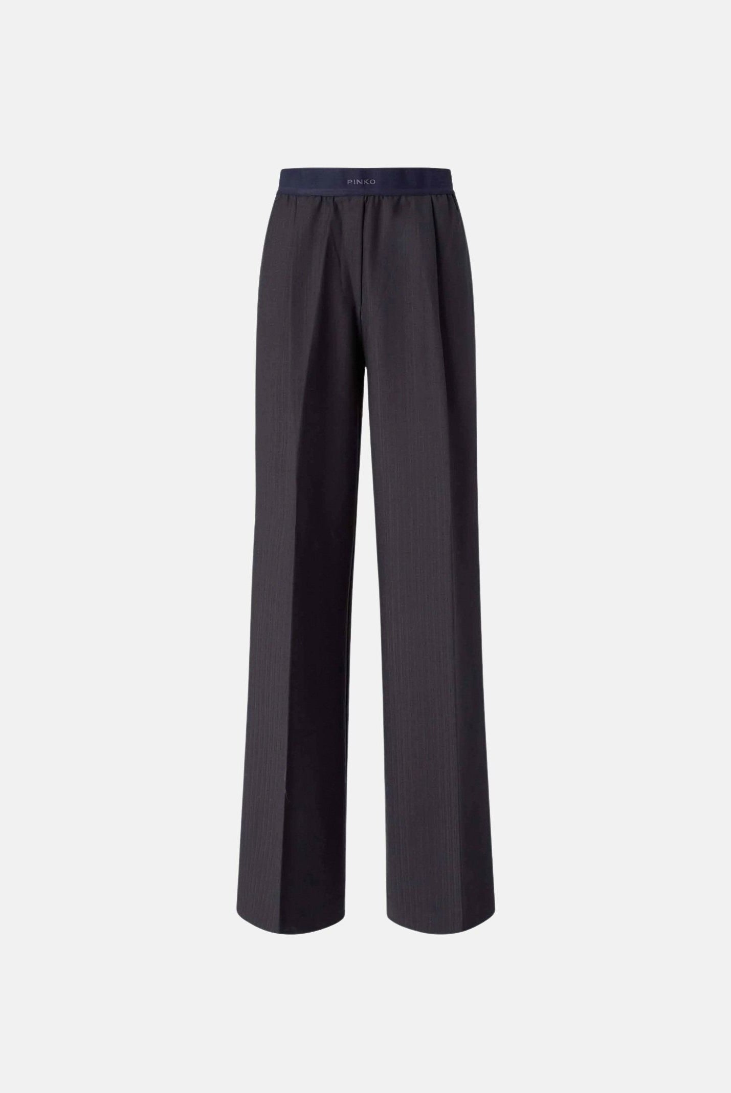 PINKO Pantaloni PHAIUS palazzo in misto lana blu, da donna, con motivo a spiga effetto mosso. 107560A3IF G03 PINKO