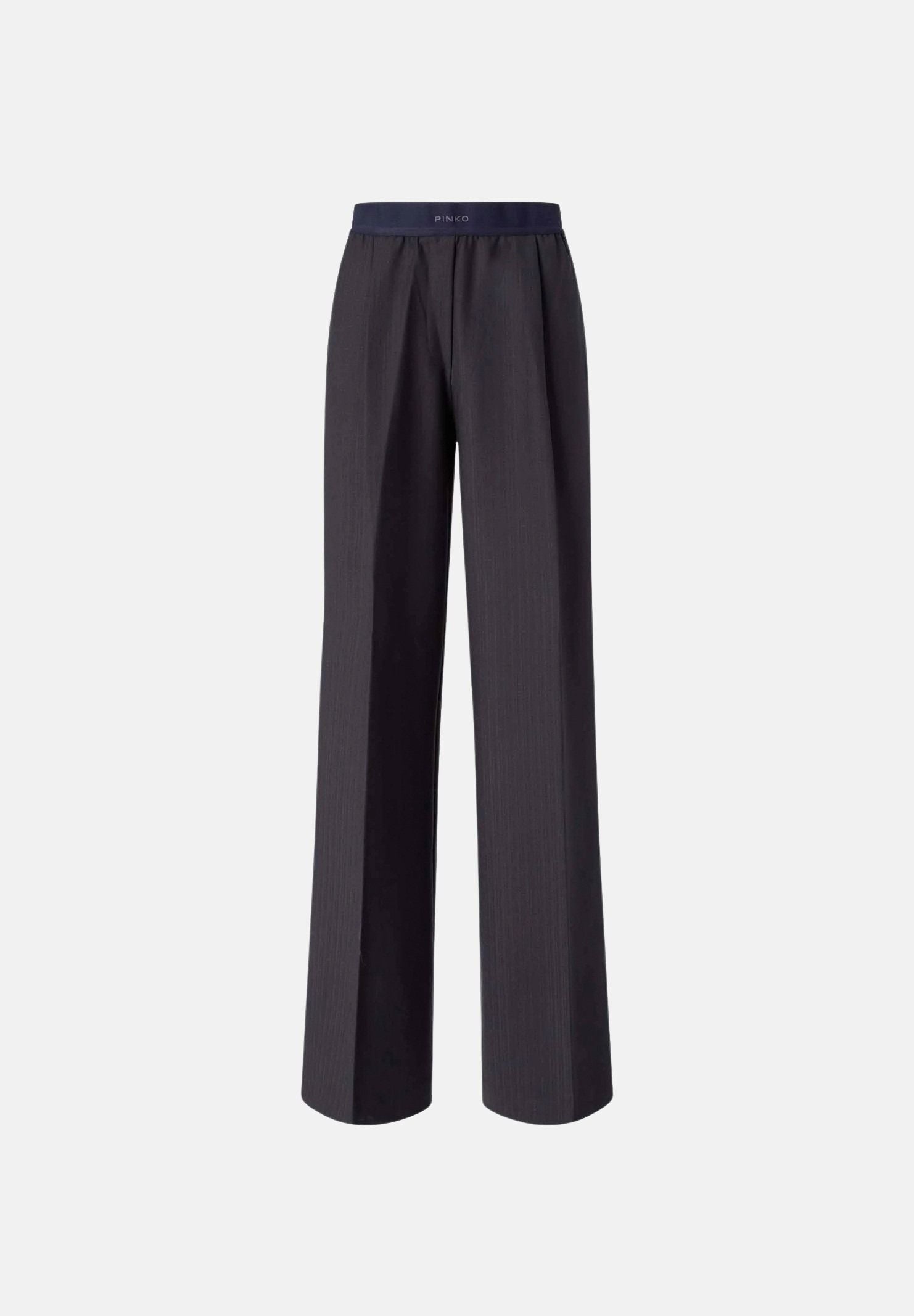 PINKO Pantaloni PHAIUS palazzo in misto lana blu, da donna, con motivo a spiga effetto mosso. 107560A3IF G03 PINKO