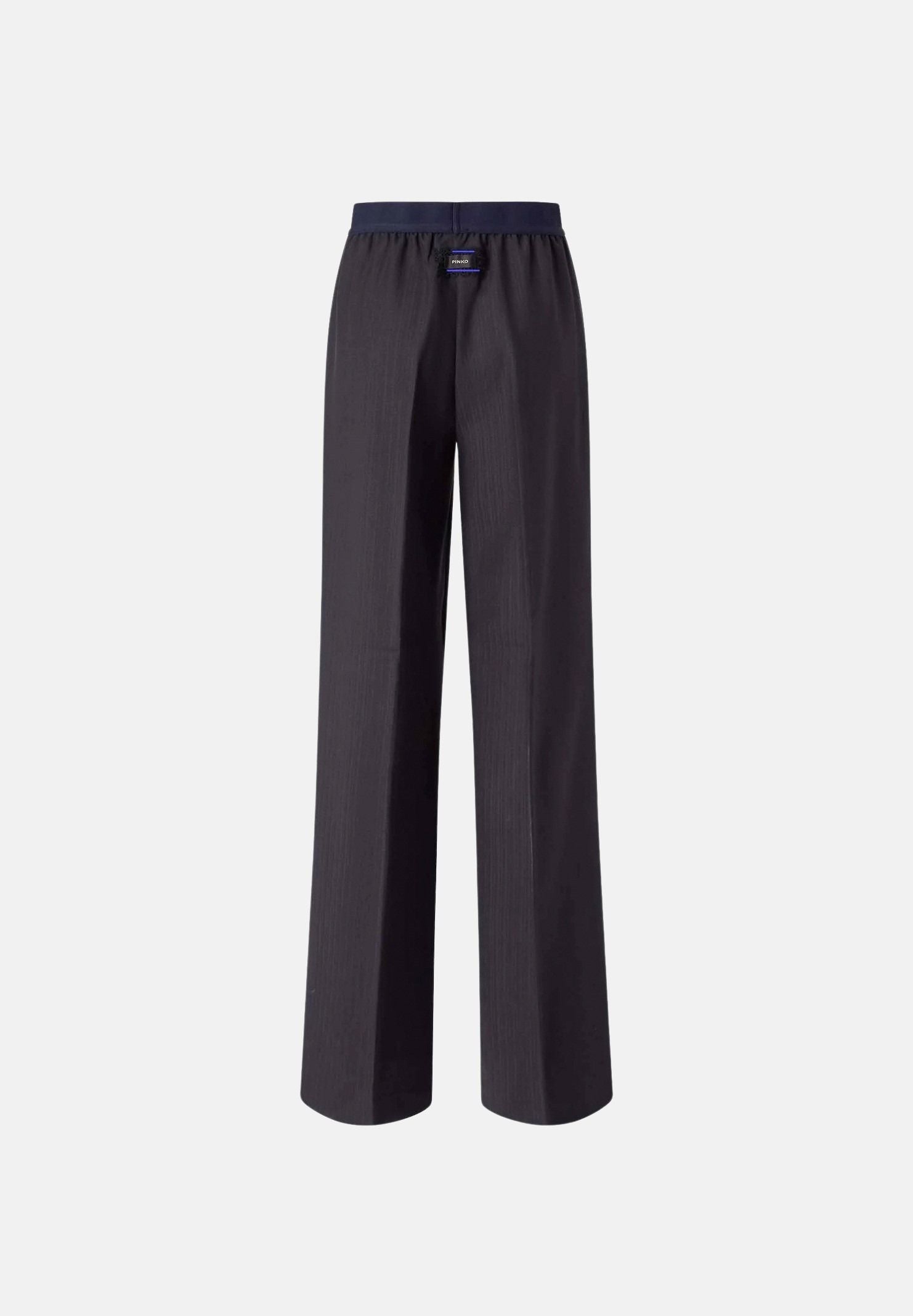 PINKO Pantaloni PHAIUS palazzo in misto lana blu, da donna, con motivo a spiga effetto mosso. 107560A3IF G03 PINKO