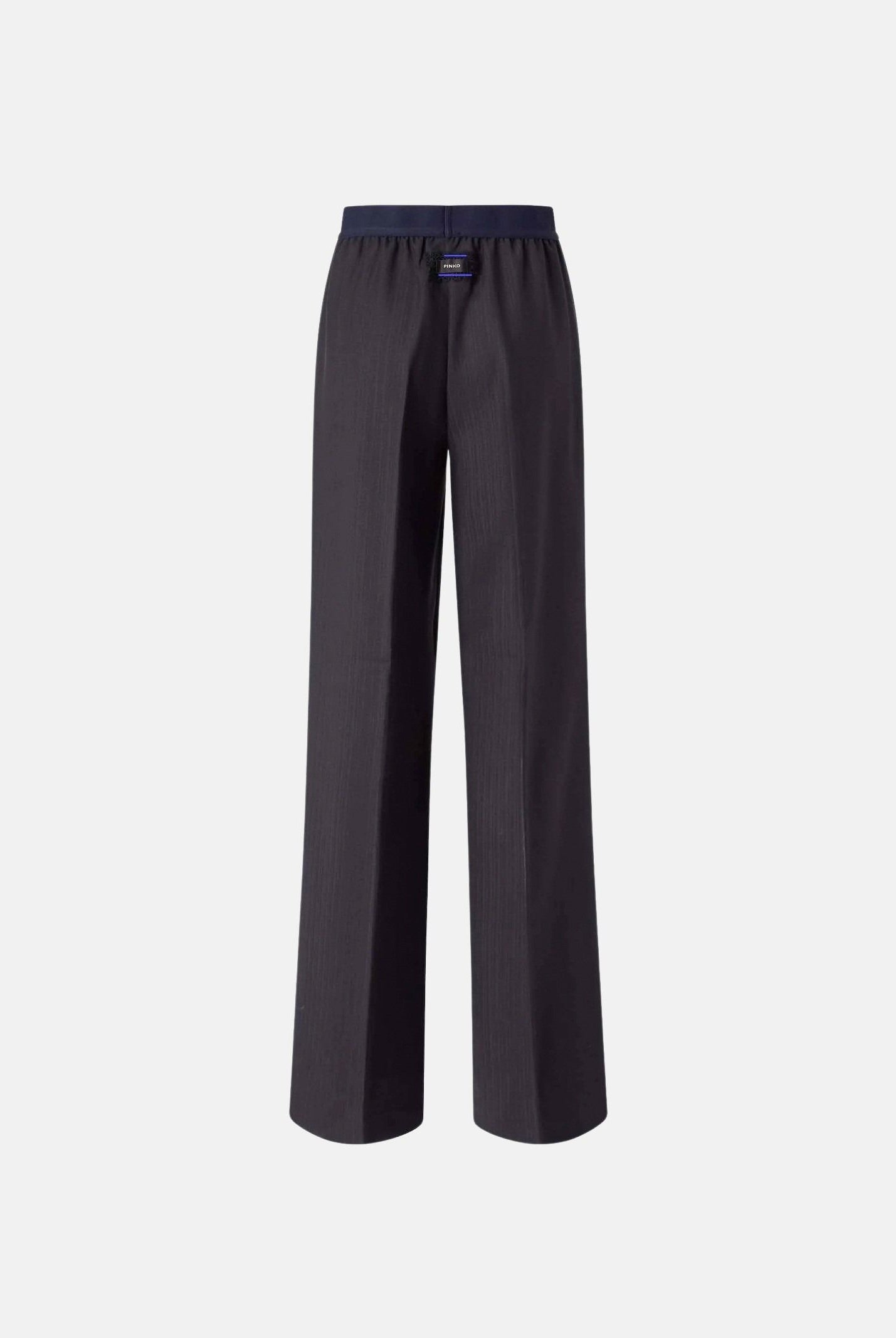 PINKO Pantaloni PHAIUS palazzo in misto lana blu, da donna, con motivo a spiga effetto mosso. 107560A3IF G03 PINKO