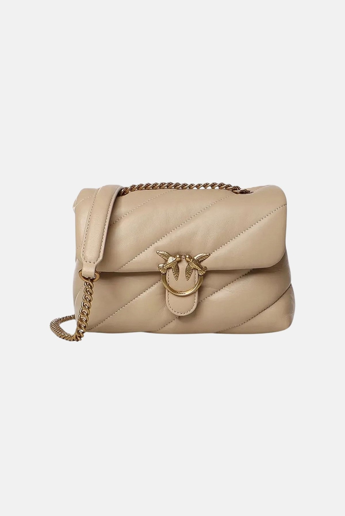PINKO Borsa a tracolla Love Puff Classic beige-grigio per donna con trapuntatura chevron 107616A0F2 C50Q PINKO