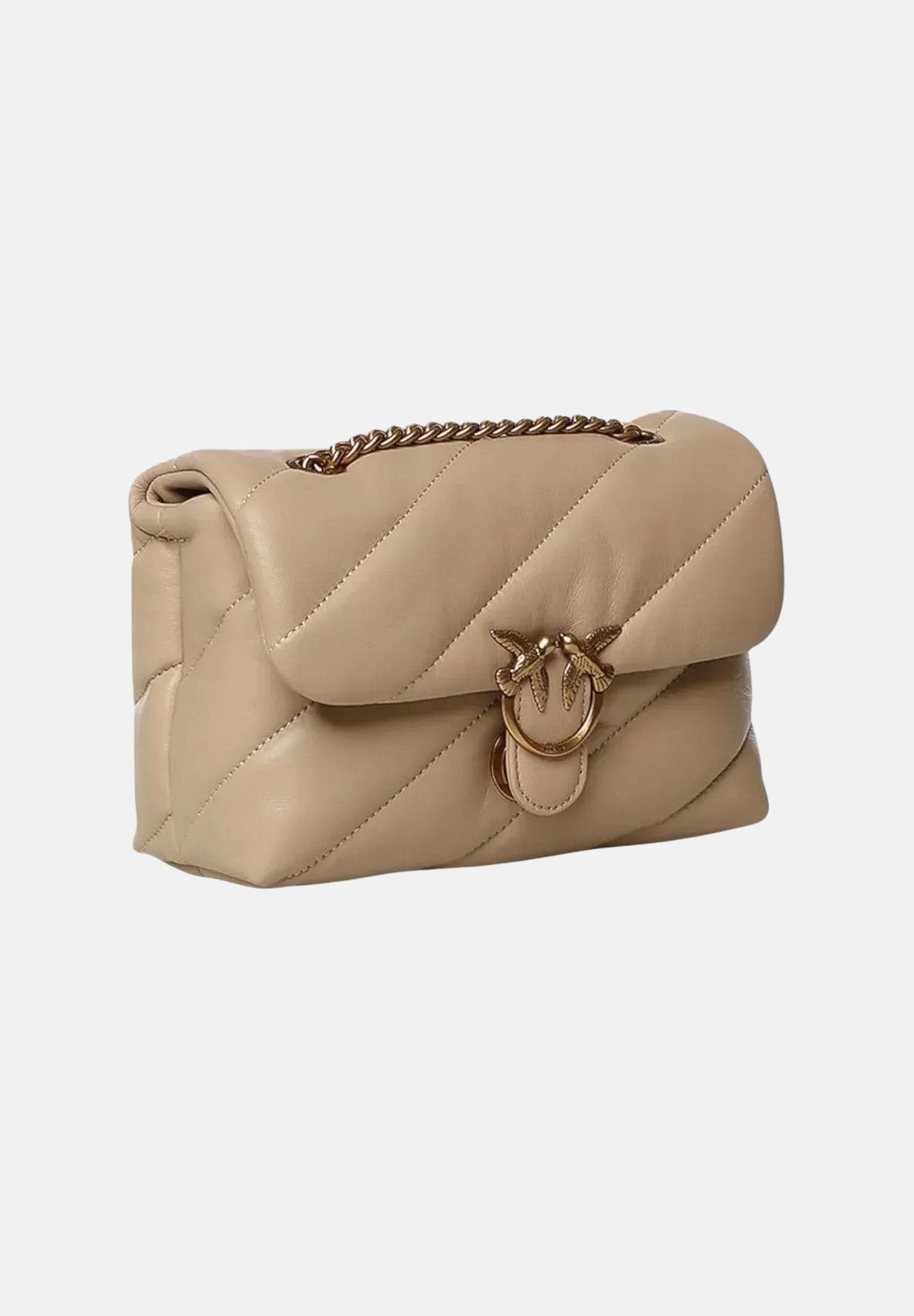 PINKO Borsa a tracolla Love Puff Classic beige-grigio per donna con trapuntatura chevron 107616A0F2 C50Q PINKO