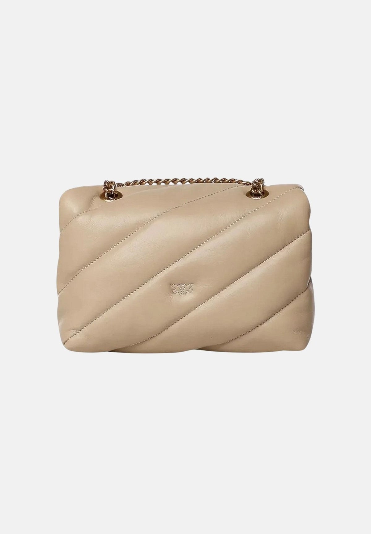 PINKO Borsa a tracolla Love Puff Classic beige-grigio per donna con trapuntatura chevron 107616A0F2 C50Q PINKO