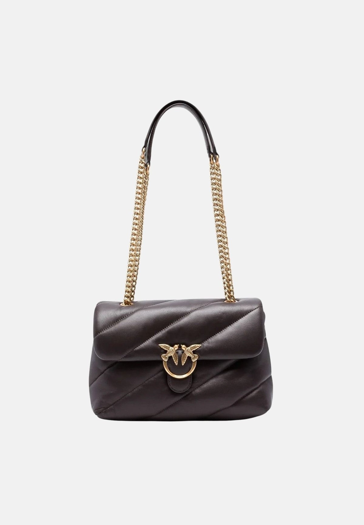 PINKO Borsa a tracolla Love Puff Classic marrone marasca per donna con trapuntatura chevron 107616A0F2 M12Q PINKO