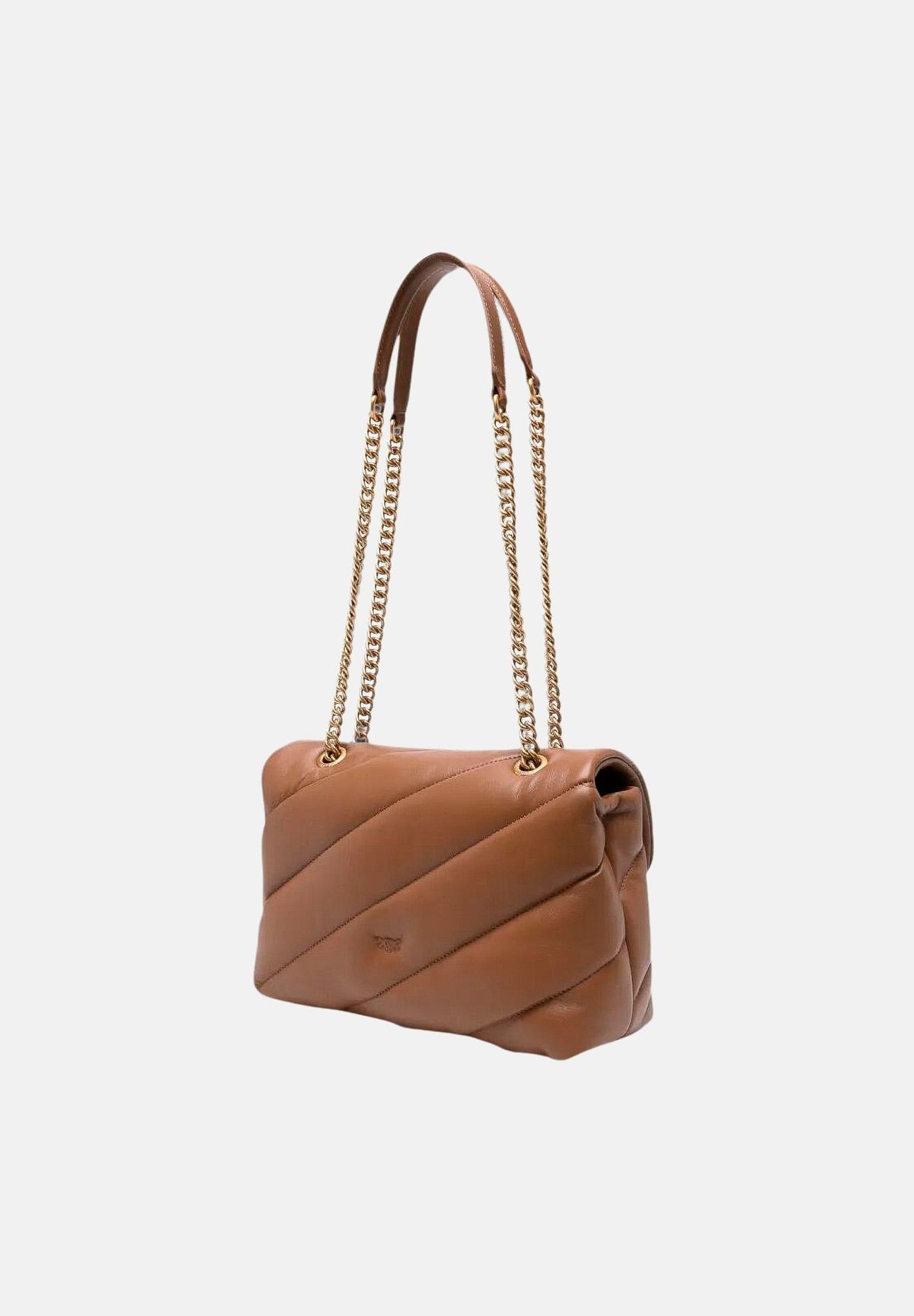PINKO Borsa a tracolla Love Puff Classic marrone cognac per donna con trapuntatura chevron 107616A0F2 M37Q PINKO
