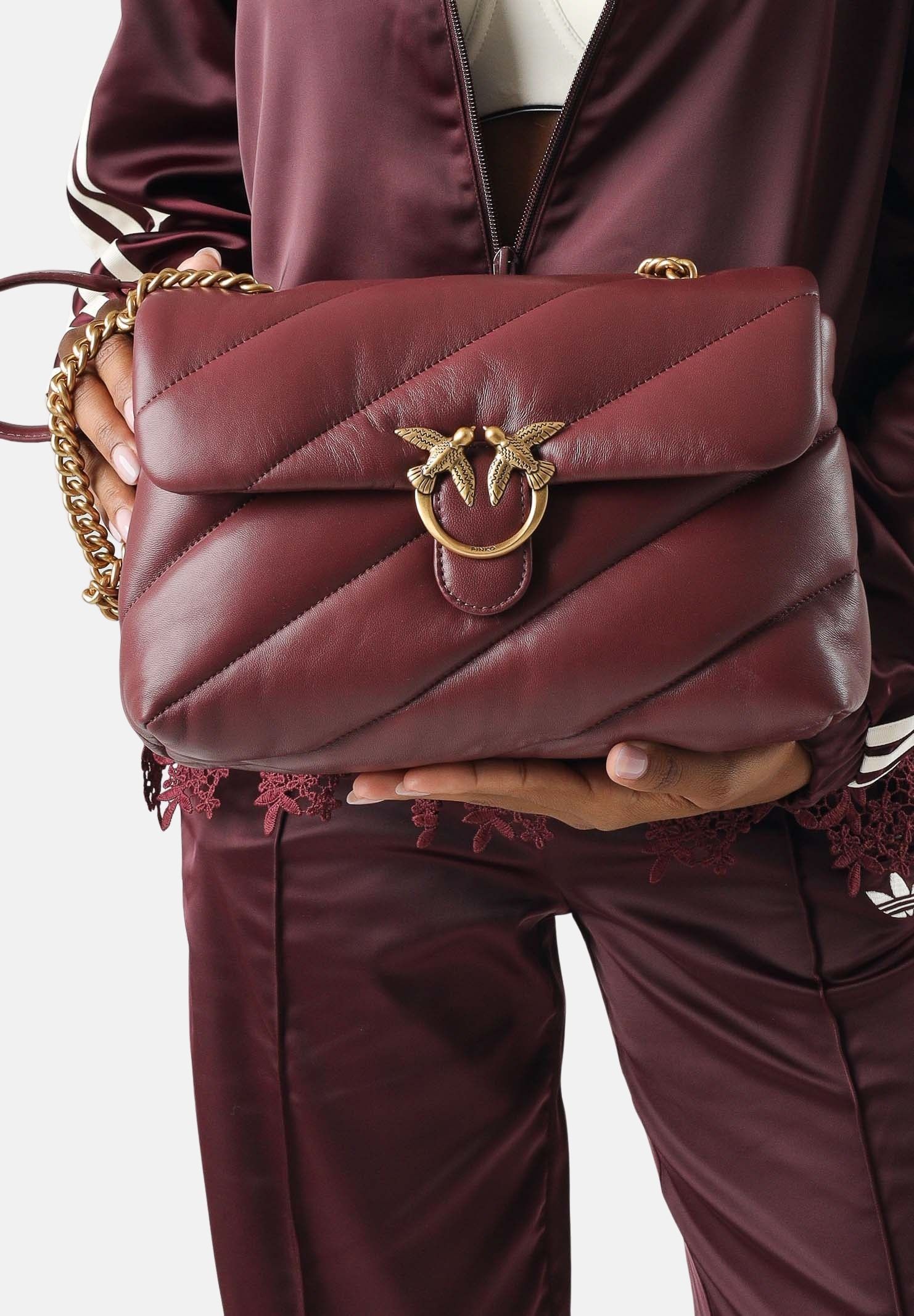 PINKO Borsa LOVE PUFF CLASSIC Ribes intenso bordeaux da donna con maxi trapuntatura obliqua 107616A0F2 WW5Q PINKO