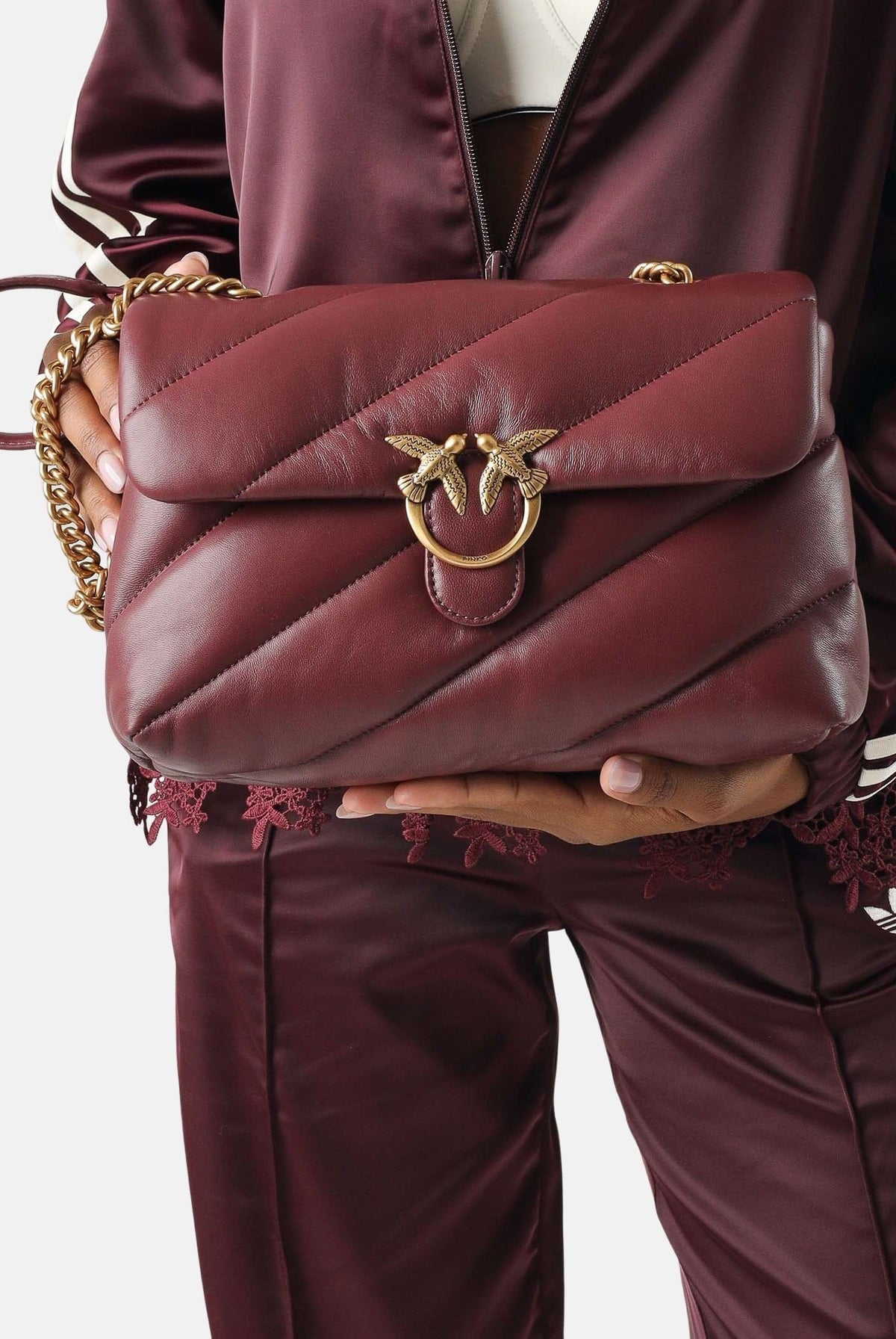 PINKO Borsa LOVE PUFF CLASSIC Ribes intenso bordeaux da donna con trapuntatura chevron 107616A0F2 WW5Q PINKO