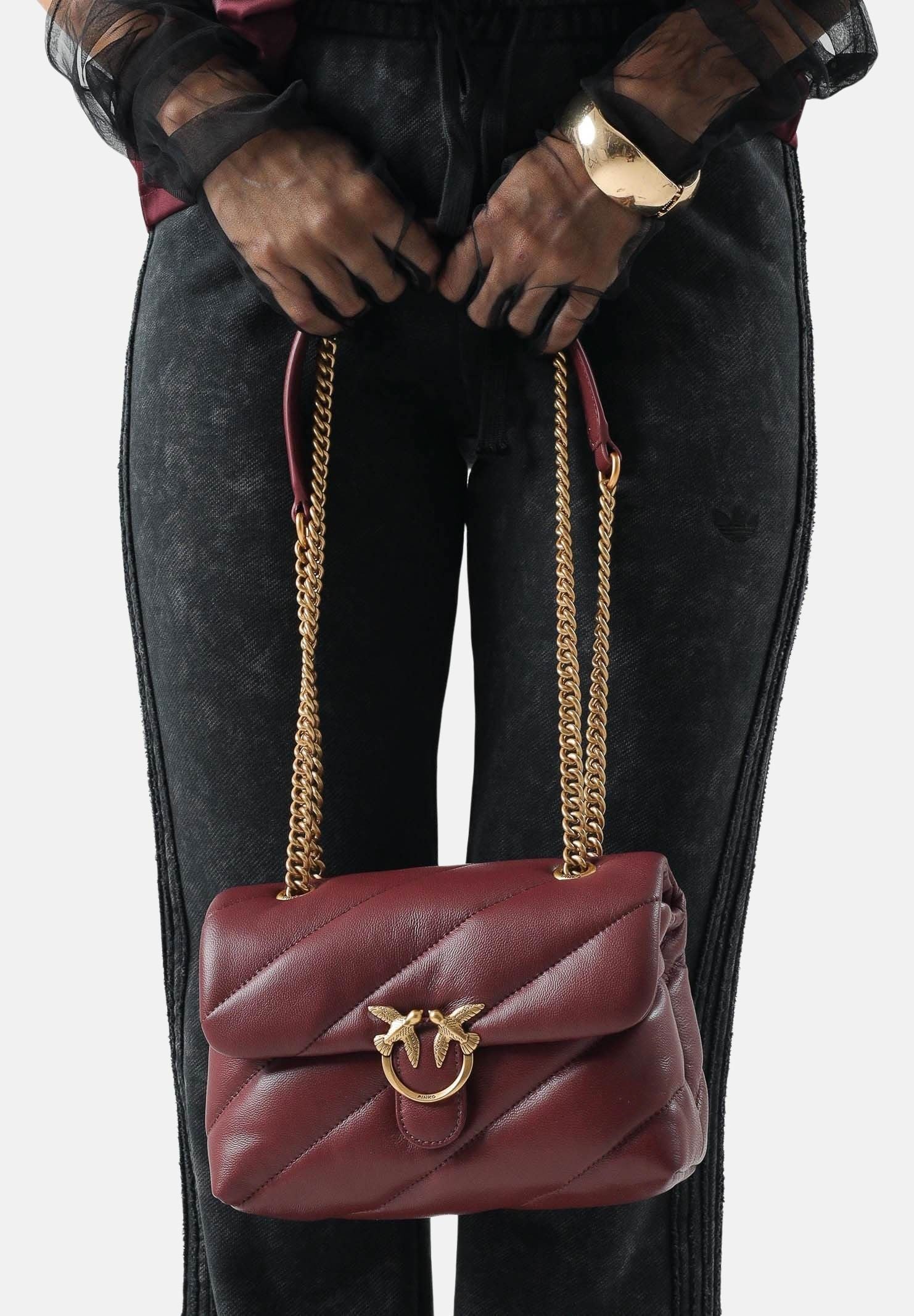 PINKO Borsa LOVE PUFF CLASSIC Ribes intenso bordeaux da donna con maxi trapuntatura obliqua 107616A0F2 WW5Q PINKO