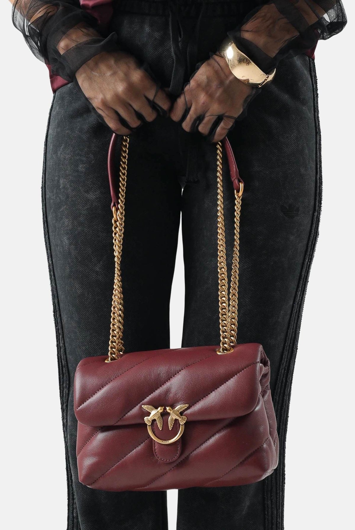 PINKO Borsa LOVE PUFF CLASSIC Ribes intenso bordeaux da donna con trapuntatura chevron 107616A0F2 WW5Q PINKO