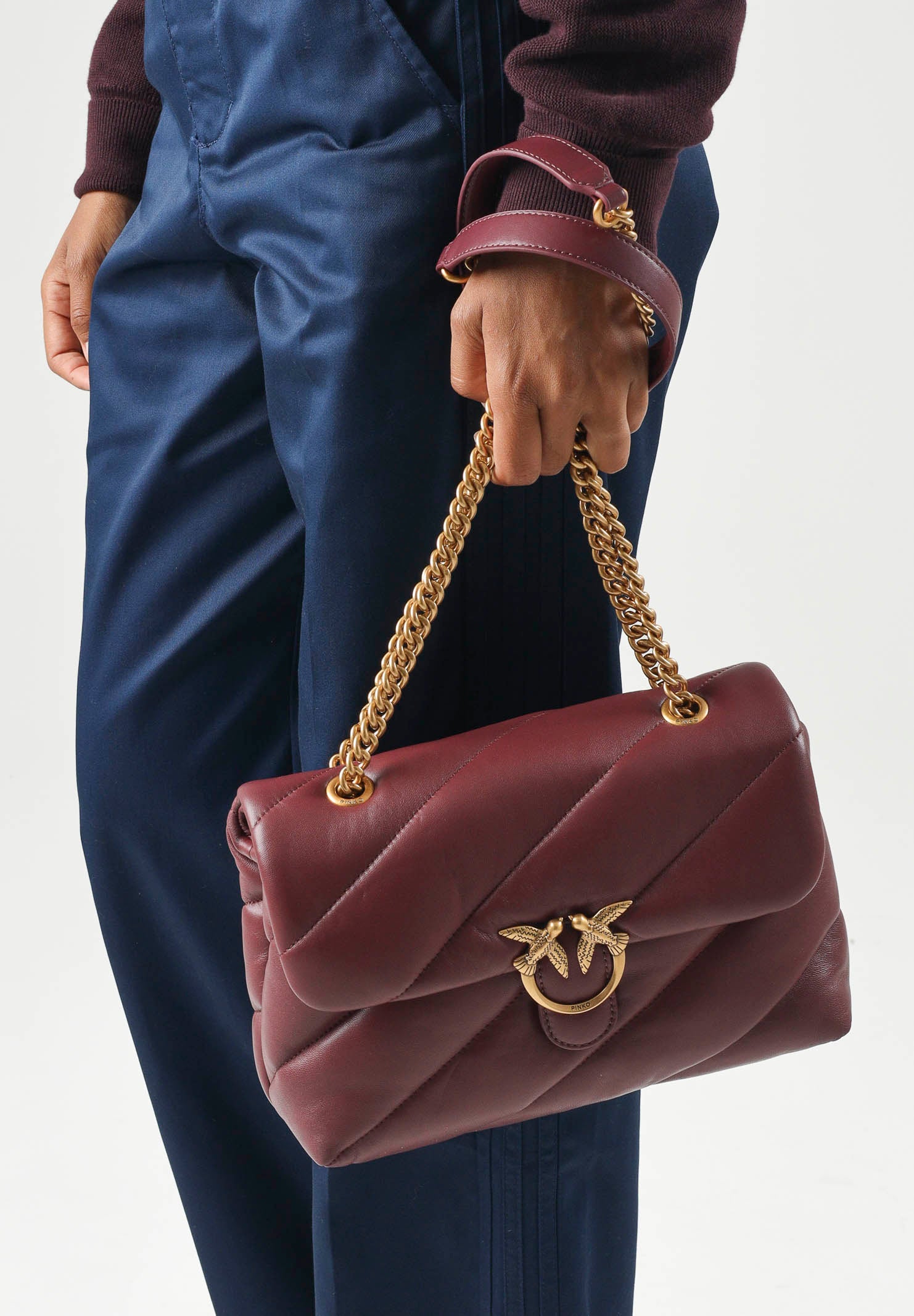 PINKO Borsa LOVE PUFF CLASSIC Ribes intenso bordeaux da donna con maxi trapuntatura obliqua 107616A0F2 WW5Q PINKO