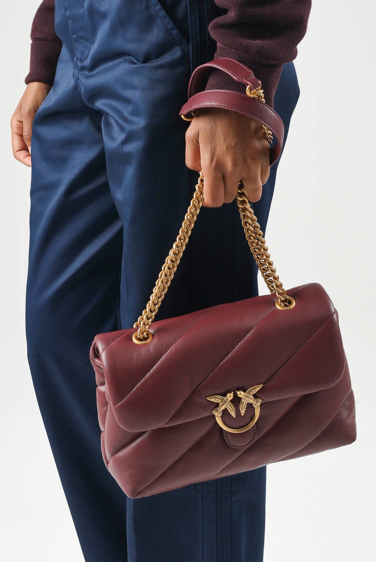 PINKO Borsa LOVE PUFF CLASSIC Ribes intenso bordeaux da donna con trapuntatura chevron 107616A0F2 WW5Q PINKO