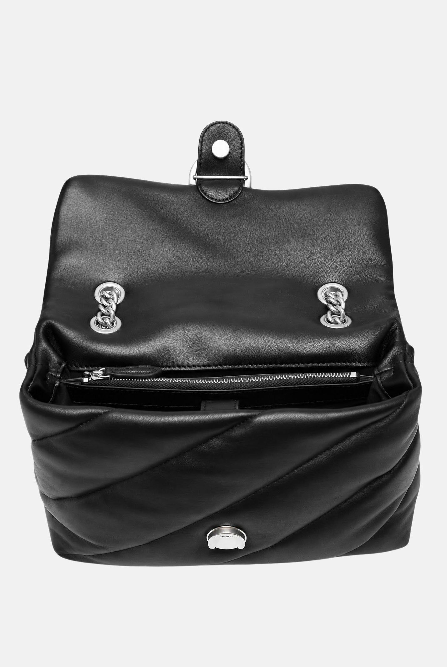 PINKO Borsa LOVE PUFF CLASSIC old silver-nero da donna con maxi trapuntatura obliqua 107616A0F2 Z99O PINKO