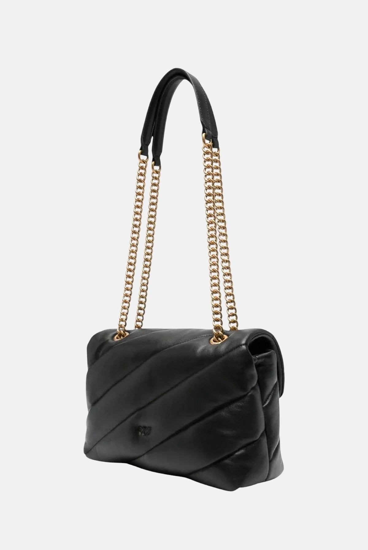 PINKO Borsa LOVE PUFF CLASSIC Nero-Antique Gold nero da donna con trapuntatura chevron 107616A0F2 Z99Q PINKO