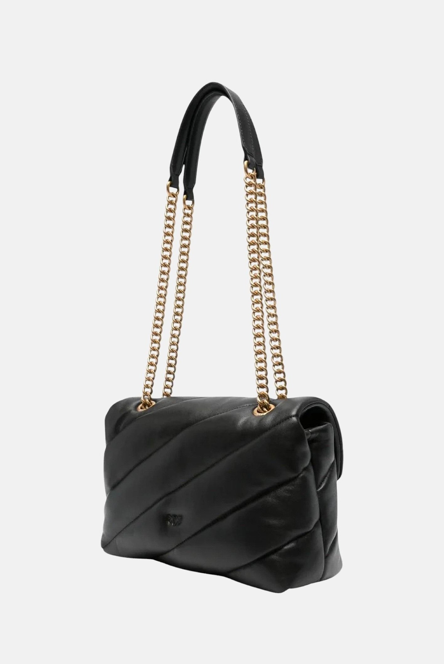 PINKO Borsa LOVE PUFF CLASSIC Nero-Antique Gold nero da donna con maxi trapuntatura obliqua 107616A0F2 Z99Q PINKO