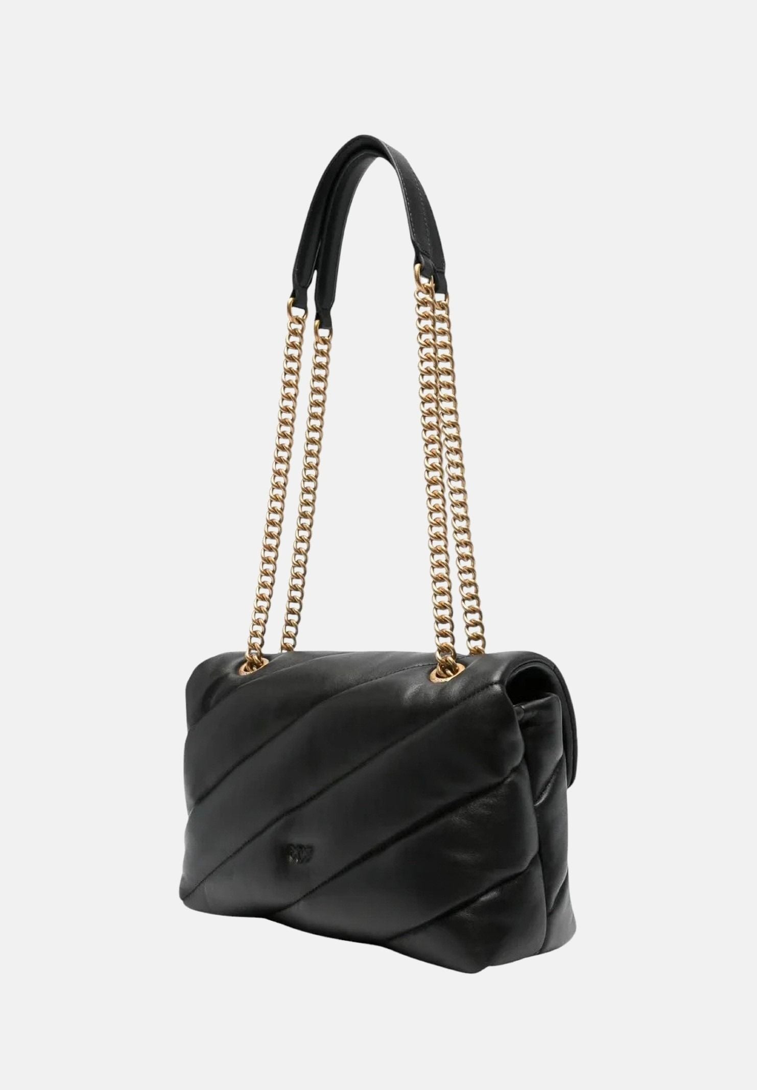 PINKO Borsa LOVE PUFF CLASSIC Nero-Antique Gold nero da donna con maxi trapuntatura obliqua 107616A0F2 Z99Q PINKO