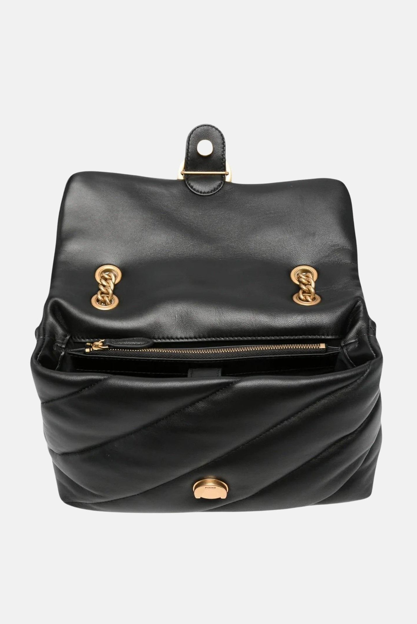 PINKO Borsa LOVE PUFF CLASSIC Nero-Antique Gold nero da donna con maxi trapuntatura obliqua 107616A0F2 Z99Q PINKO