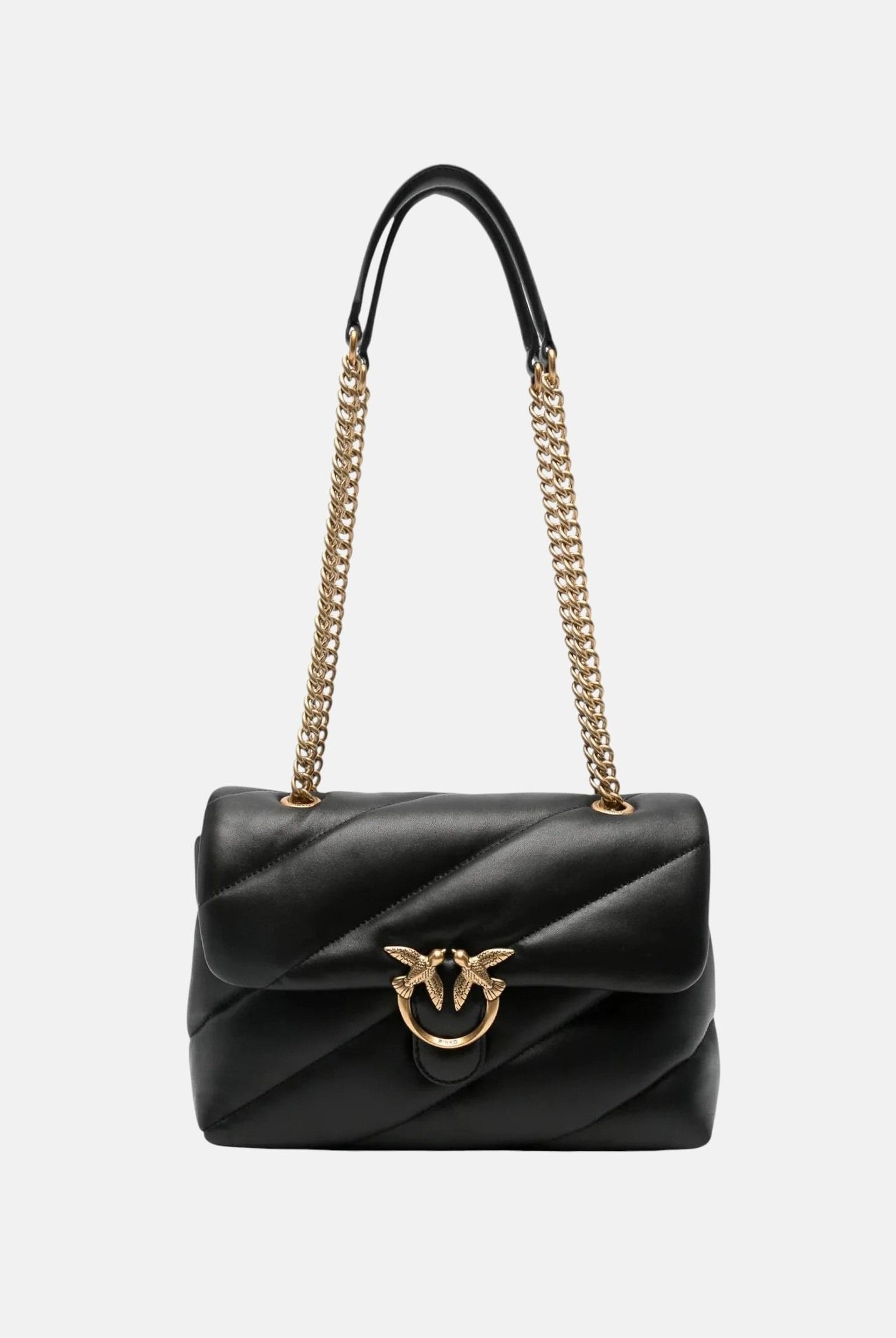 PINKO Borsa LOVE PUFF CLASSIC Nero-Antique Gold nero da donna con maxi trapuntatura obliqua 107616A0F2 Z99Q PINKO