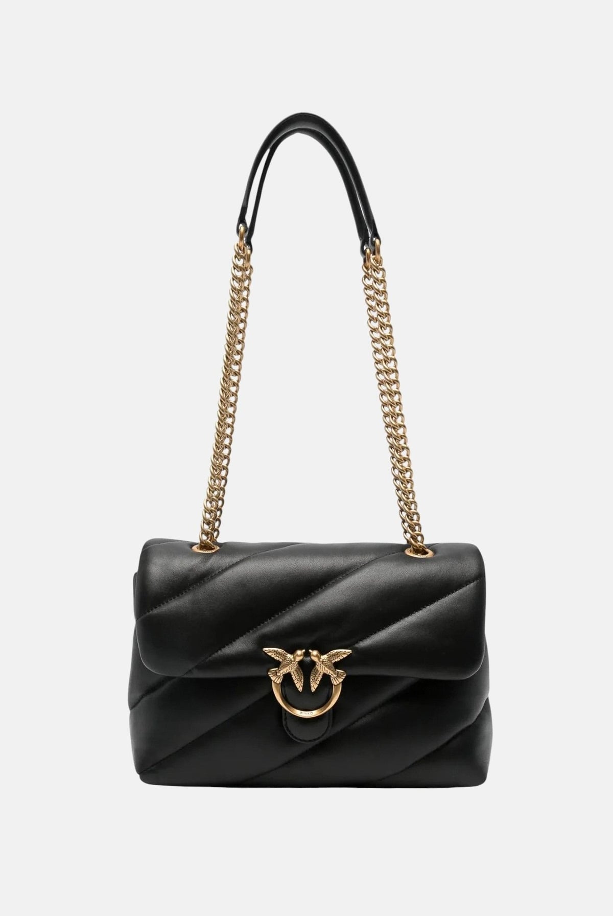 PINKO Borsa a tracolla LOVE PUFF CLASSIC Nero-Antique Gold nero da donna con trapuntatura chevron 107616A0F2 Z99Q PINKO