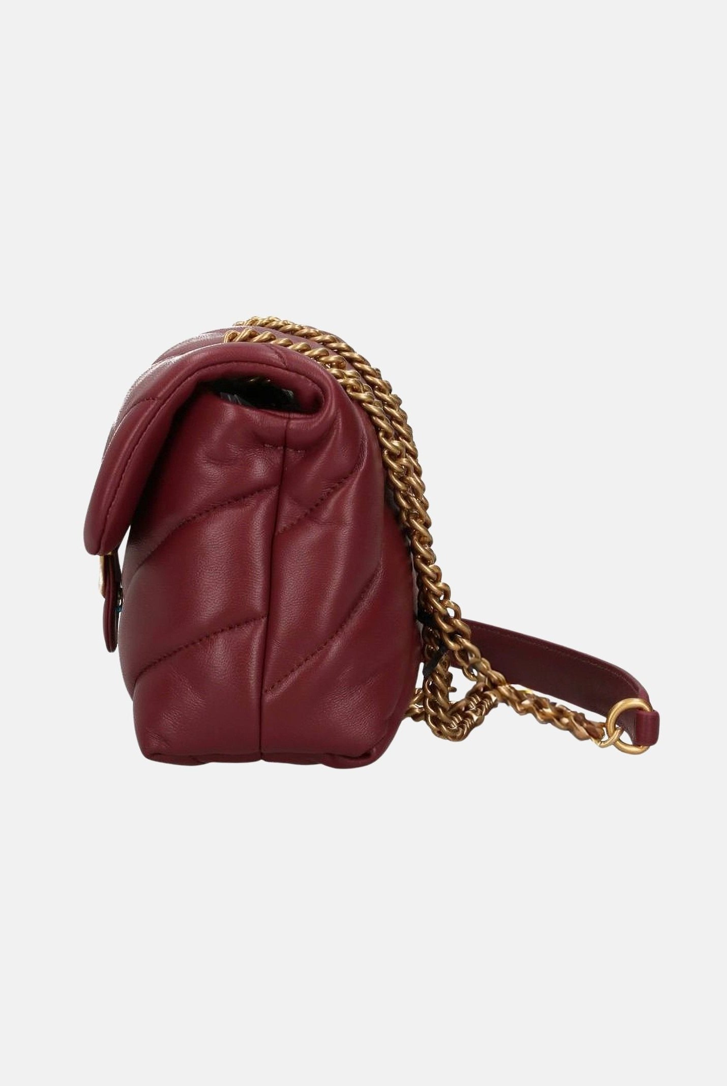 PINKO Borsa LOVE PUFF MINI Ribes Intenso-Antique Gold Bordeaux da donna con maxi trapuntatura obliqua 107617A0F2 WW5Q PINKO