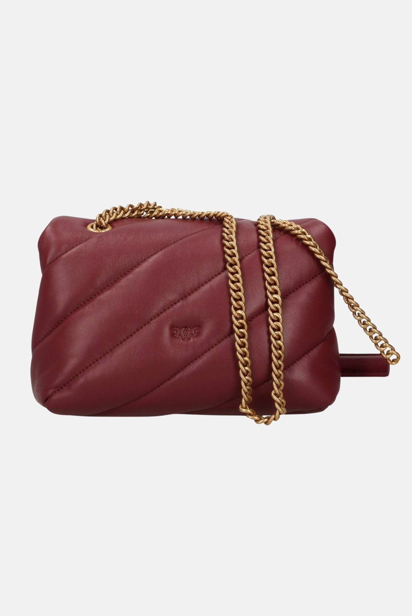 PINKO Borsa LOVE PUFF MINI Ribes Intenso-Antique Gold Bordeaux da donna con maxi trapuntatura obliqua 107617A0F2 WW5Q PINKO