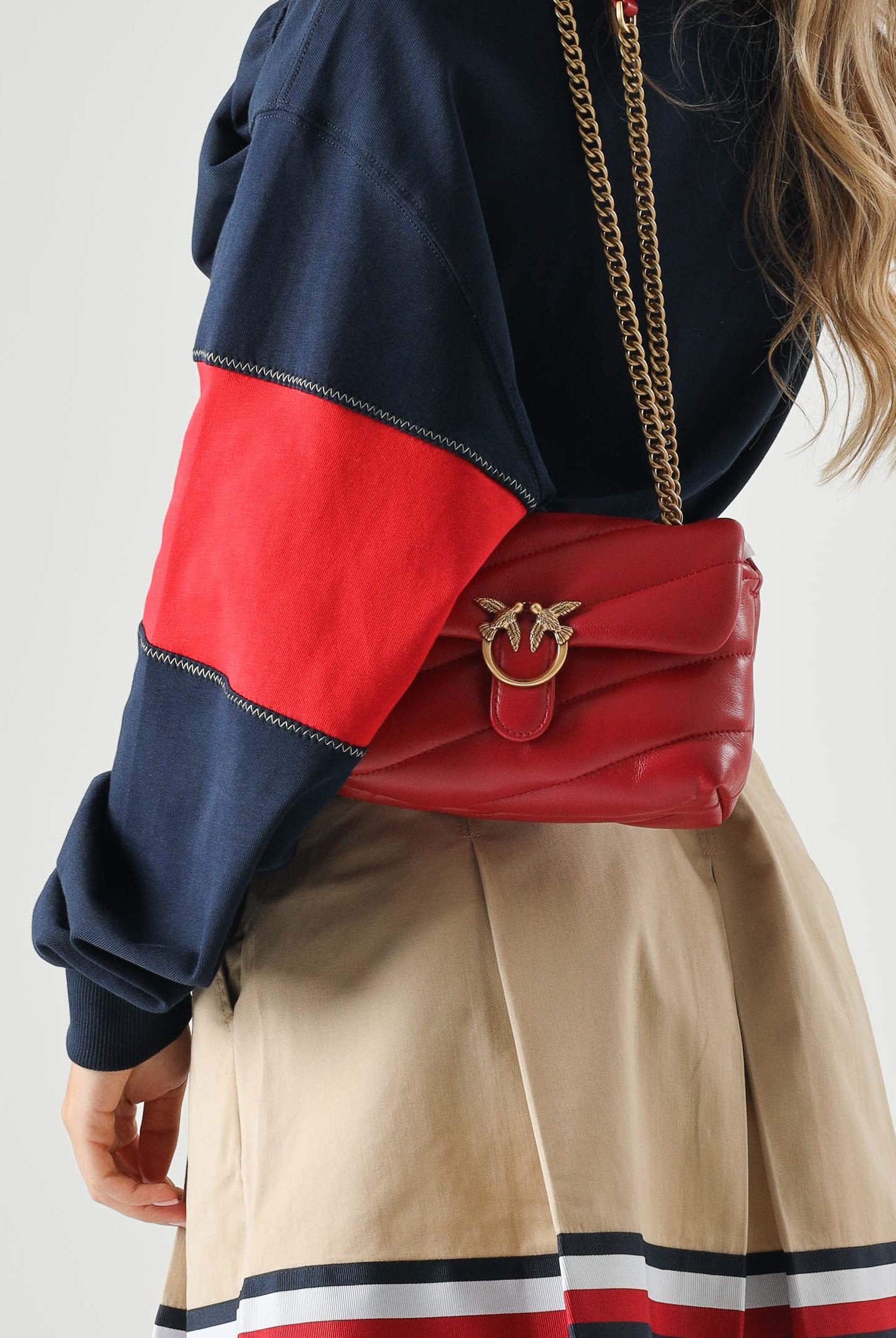 PINKO Borsa mini a tracolla LOVE PUFF BABY S Rosso Rio-Antique Gold rosso donna.<BR/> 107618A0F2 R59Q PINKO