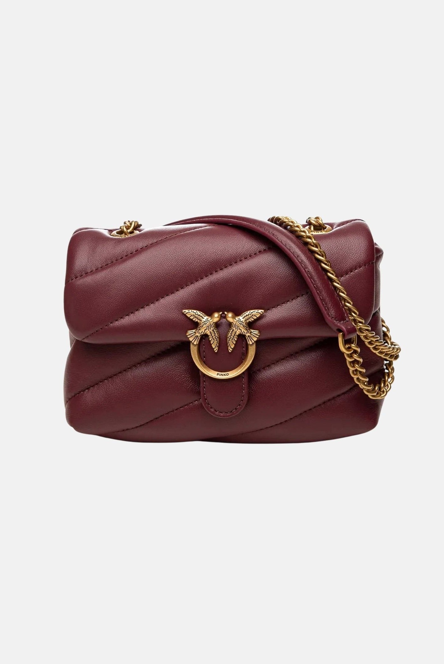 PINKO Borsa LOVE PUFF BABY Ribes intenso bordeaux da donna con trapuntatura chevron 107618A0F2 WW5Q PINKO
