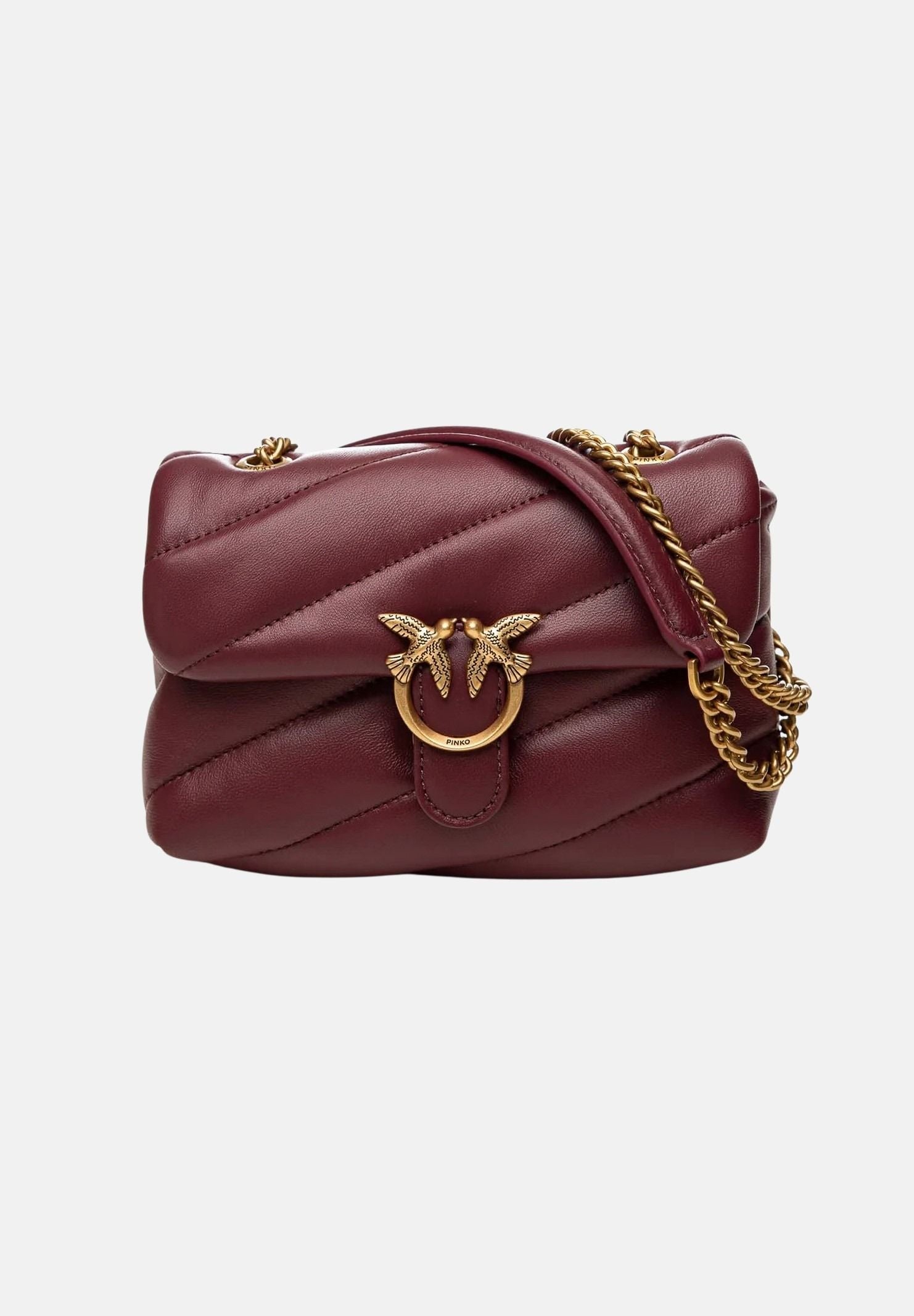 PINKO Borsa LOVE PUFF BABY Ribes intenso bordeaux da donna con trapuntatura chevron 107618A0F2 WW5Q PINKO