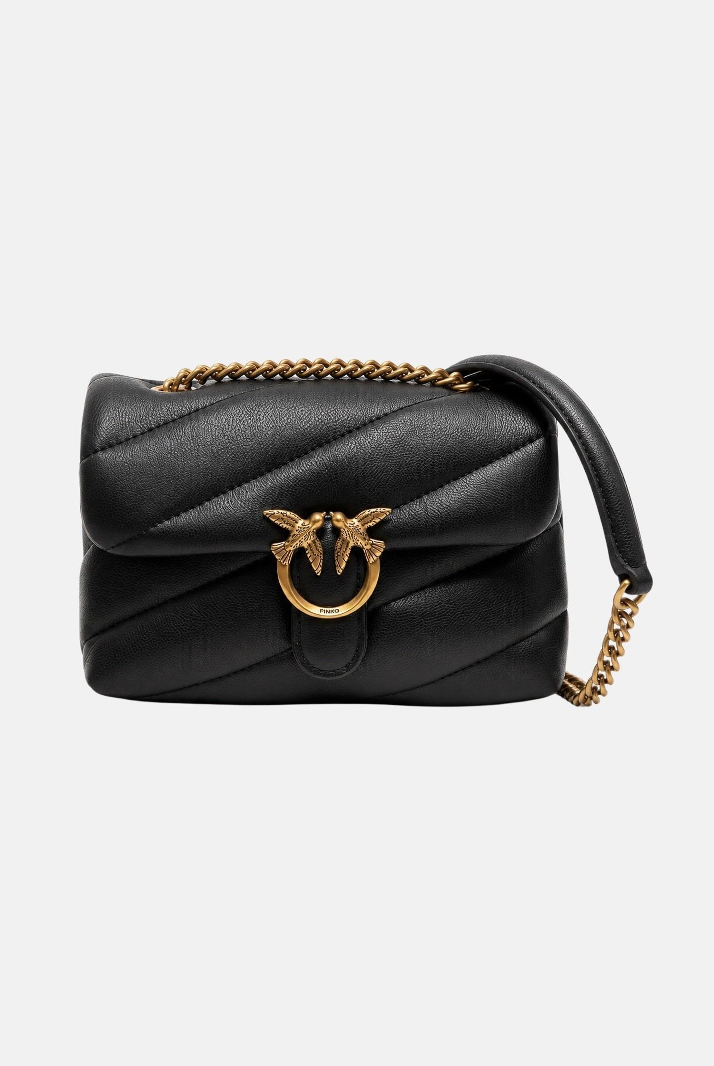 PINKO Borsa BABY LOVE BAG PUFF MAXI QUILT Antique-gold nero da donna con maxi trapuntatura obliqua 107618A0F2 Z99Q PINKO