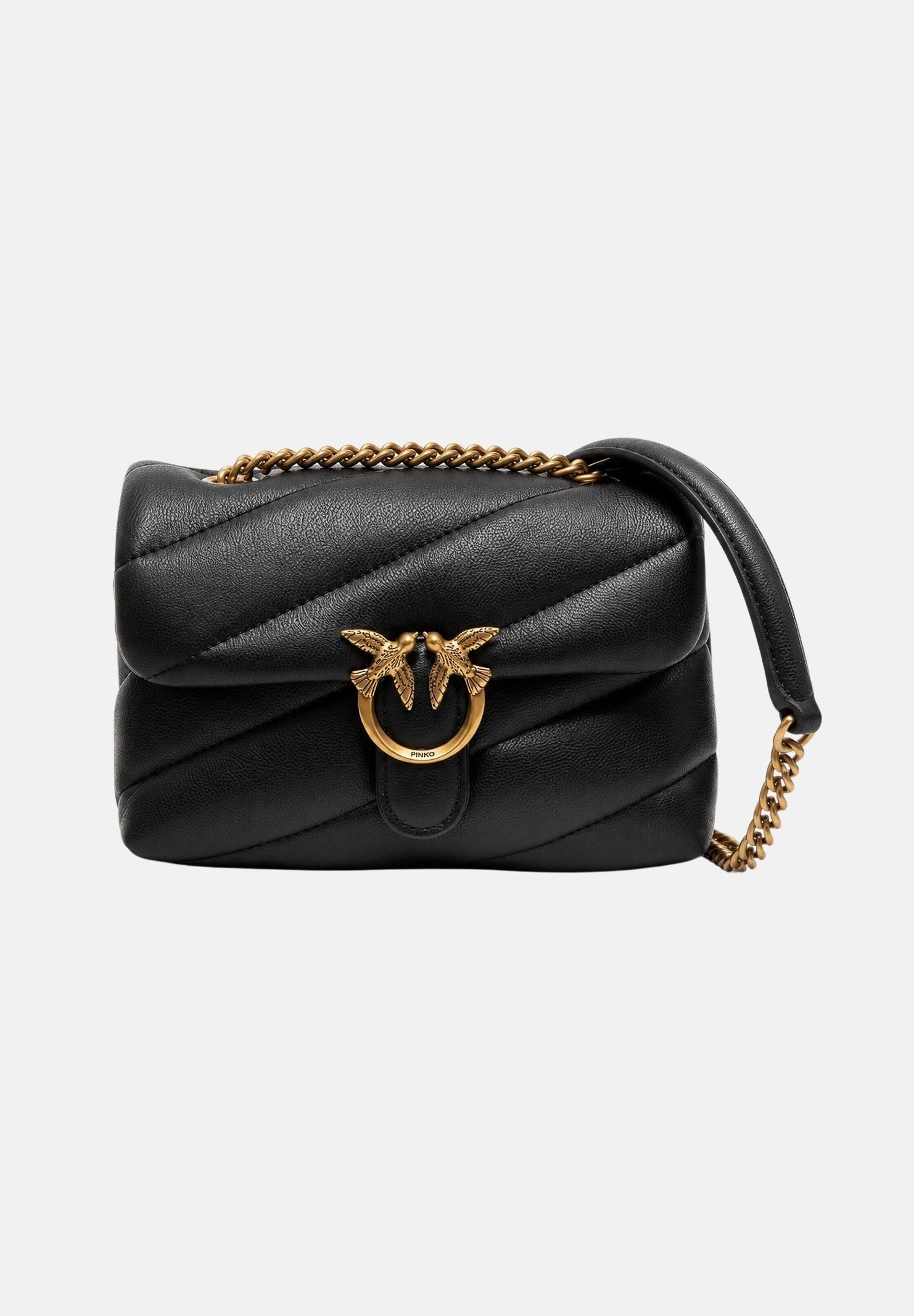 PINKO Borsa BABY LOVE BAG PUFF MAXI QUILT Antique-gold nero da donna con maxi trapuntatura obliqua 107618A0F2 Z99Q PINKO