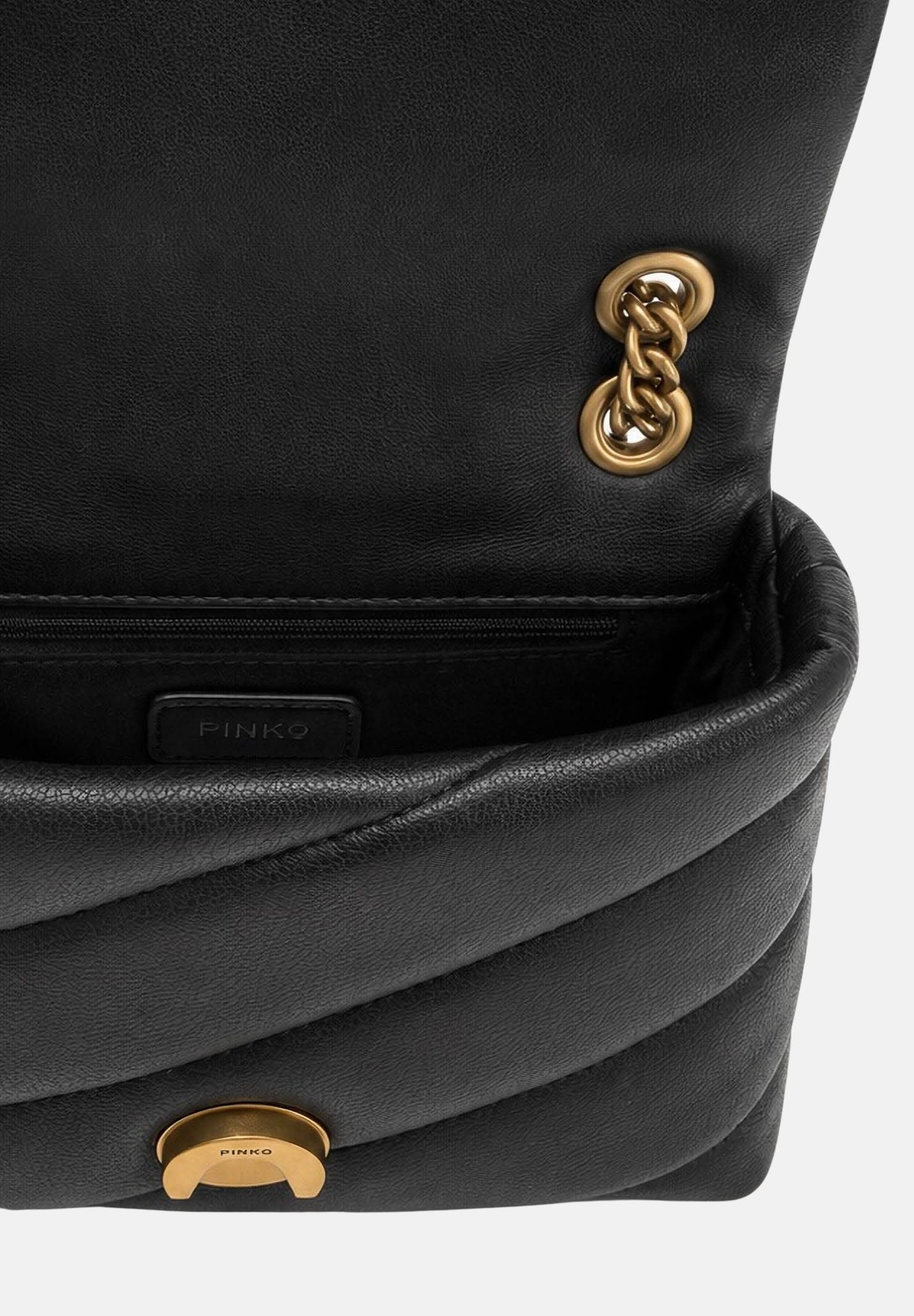 PINKO Borsa BABY LOVE BAG PUFF MAXI QUILT Antique-gold nero da donna con maxi trapuntatura obliqua 107618A0F2 Z99Q PINKO