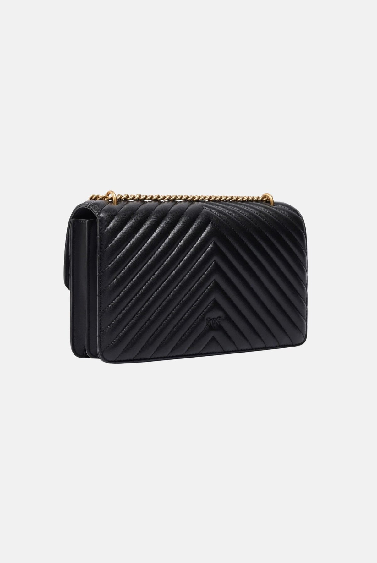 PINKO Borsa a tracolla LOVE CLASSIC MEDIUM CHEVRON nera da donna con fibbia Love Birds Diamond 107619A0GK Z99Q PINKO