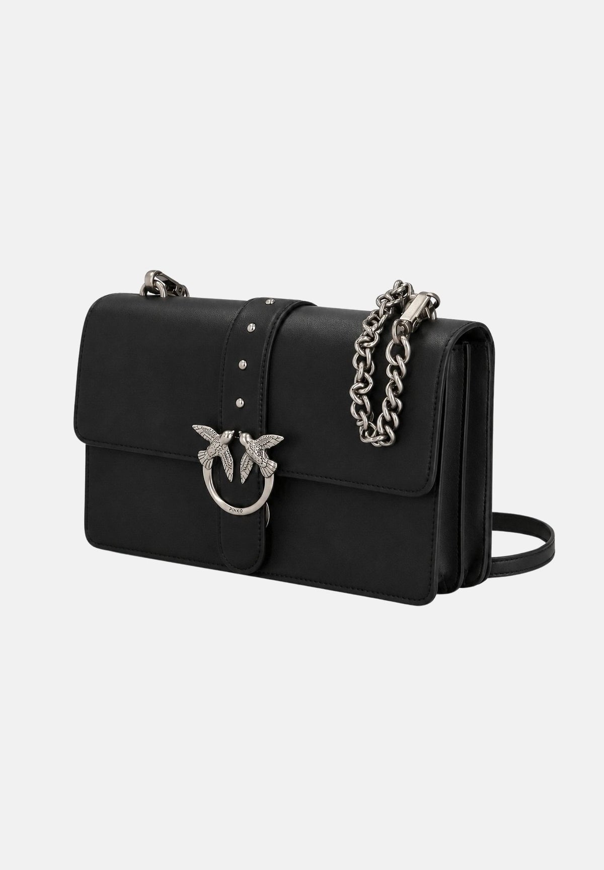 PINKO Borsa con tracolla LOVE ONE CLASSIC nero antique da donna con finitura liscia 107621A0F1 Z99O PINKO