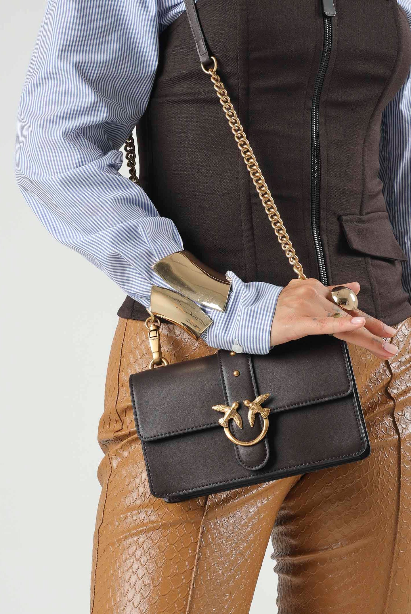 PINKO Borsa con tracolla LOVE ONE MINI marrone marasca da donna 107622A0F1 M12Q PINKO