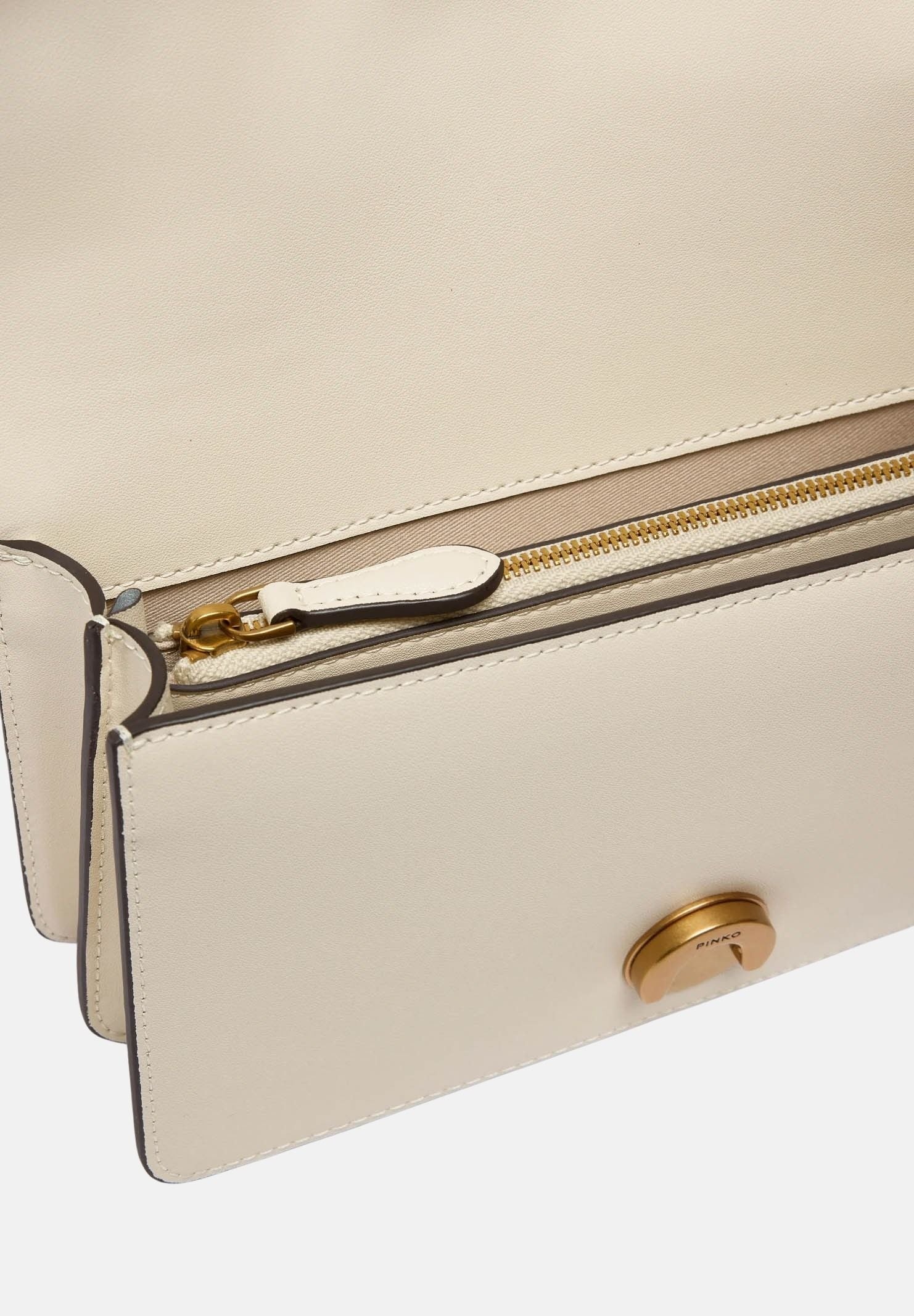 PINKO Borsa LOVE ONE MINI antique gold, bianco-seta, da donna con fibbia Love Birds 107622A0F1 Z14Q PINKO