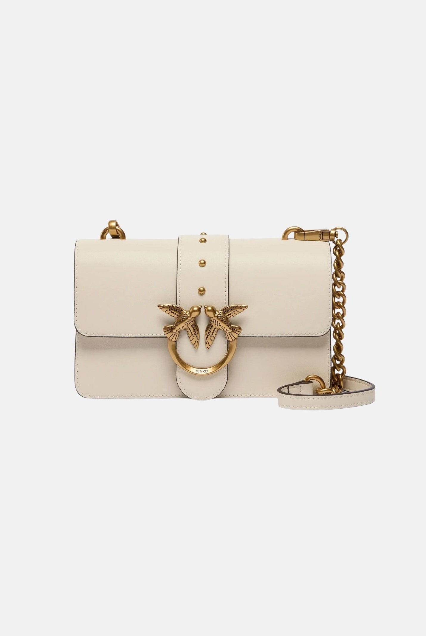 PINKO Borsa LOVE ONE MINI antique gold, bianco-seta, da donna con fibbia Love Birds 107622A0F1 Z14Q PINKO