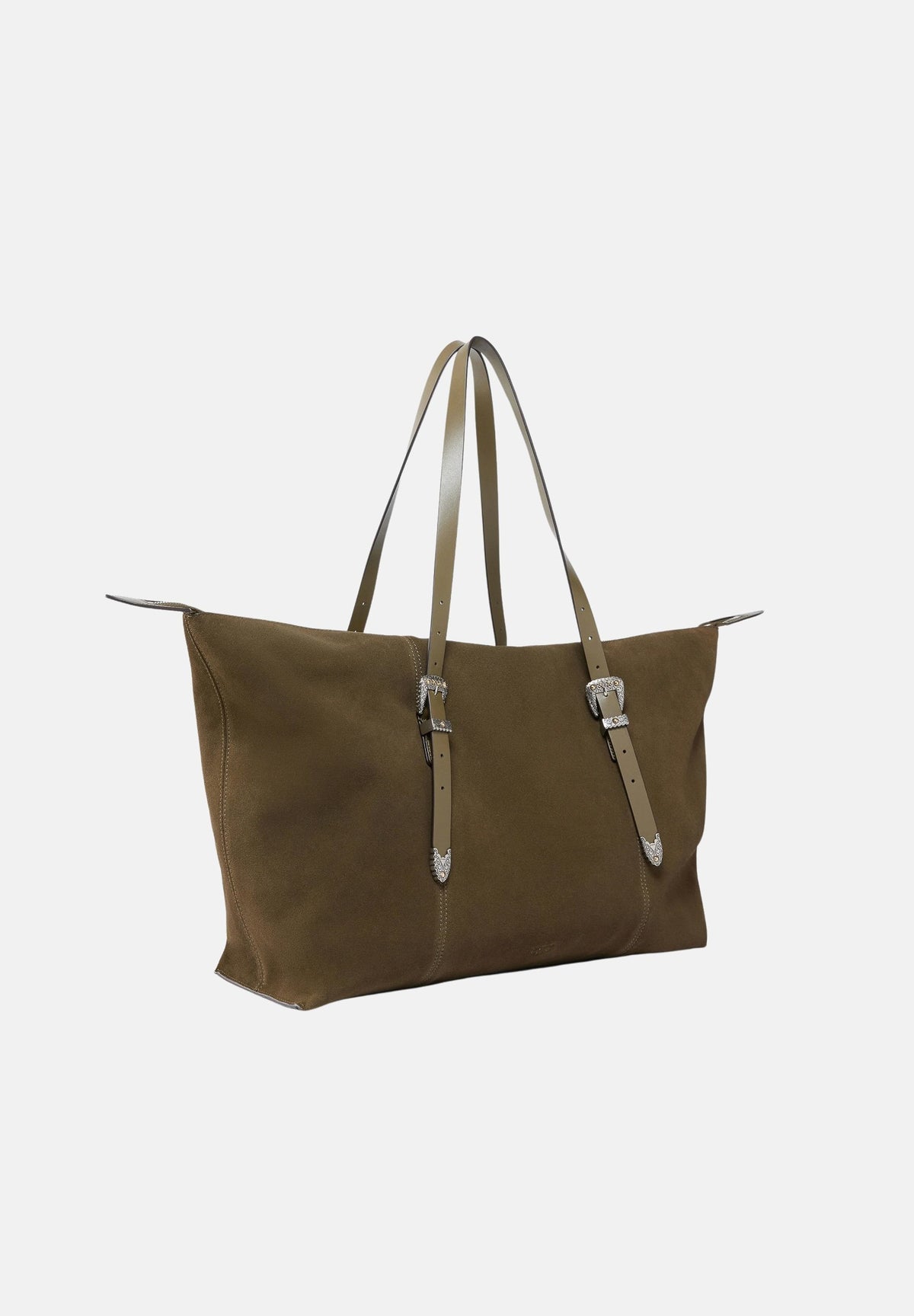 PINKO Borsa tote in suede con dettagli texani Militar Green verde militare da donna, con manici regolabili e logo Love Birds. 107649A0F6 V65N PINKO