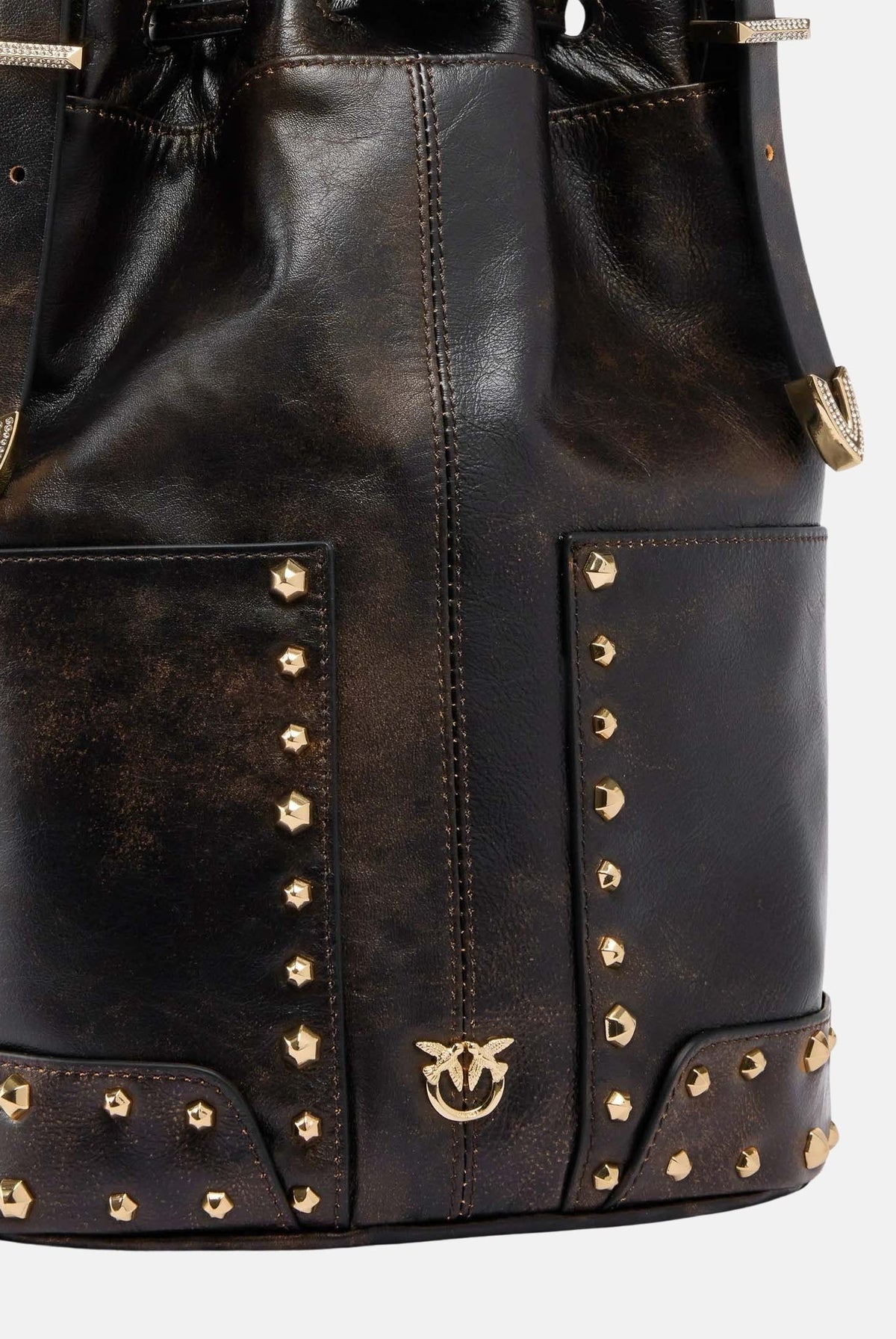 PINKO Borsa mini a tracolla dark brown-gold marrone scuro da donna 107652A3MA L64Y PINKO