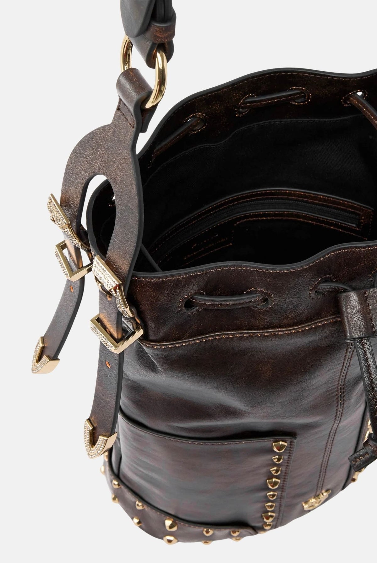 PINKO Borsa mini a tracolla dark brown-gold marrone scuro da donna 107652A3MA L64Y PINKO