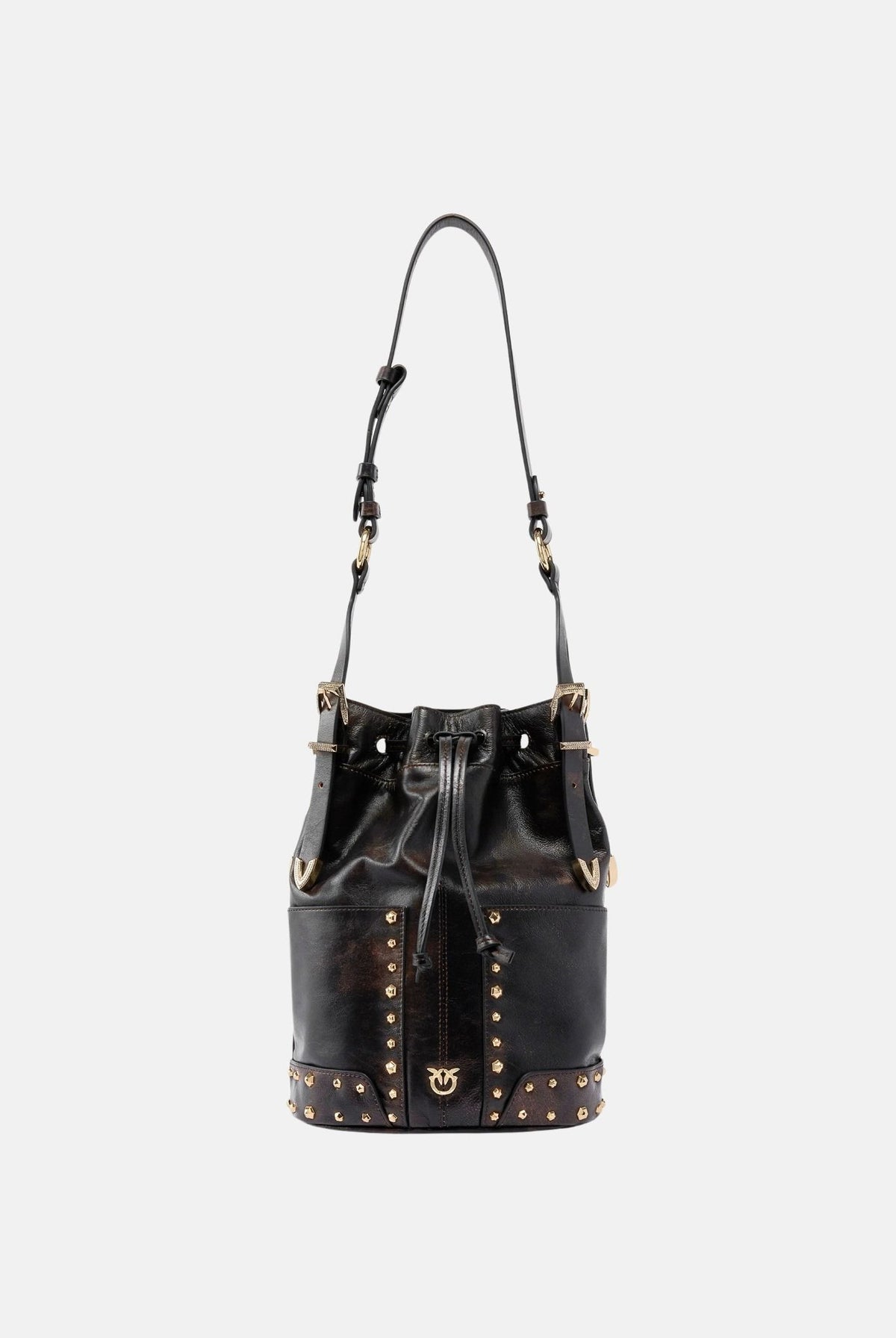 PINKO Borsa mini a tracolla dark brown-gold marrone scuro da donna 107652A3MA L64Y PINKO