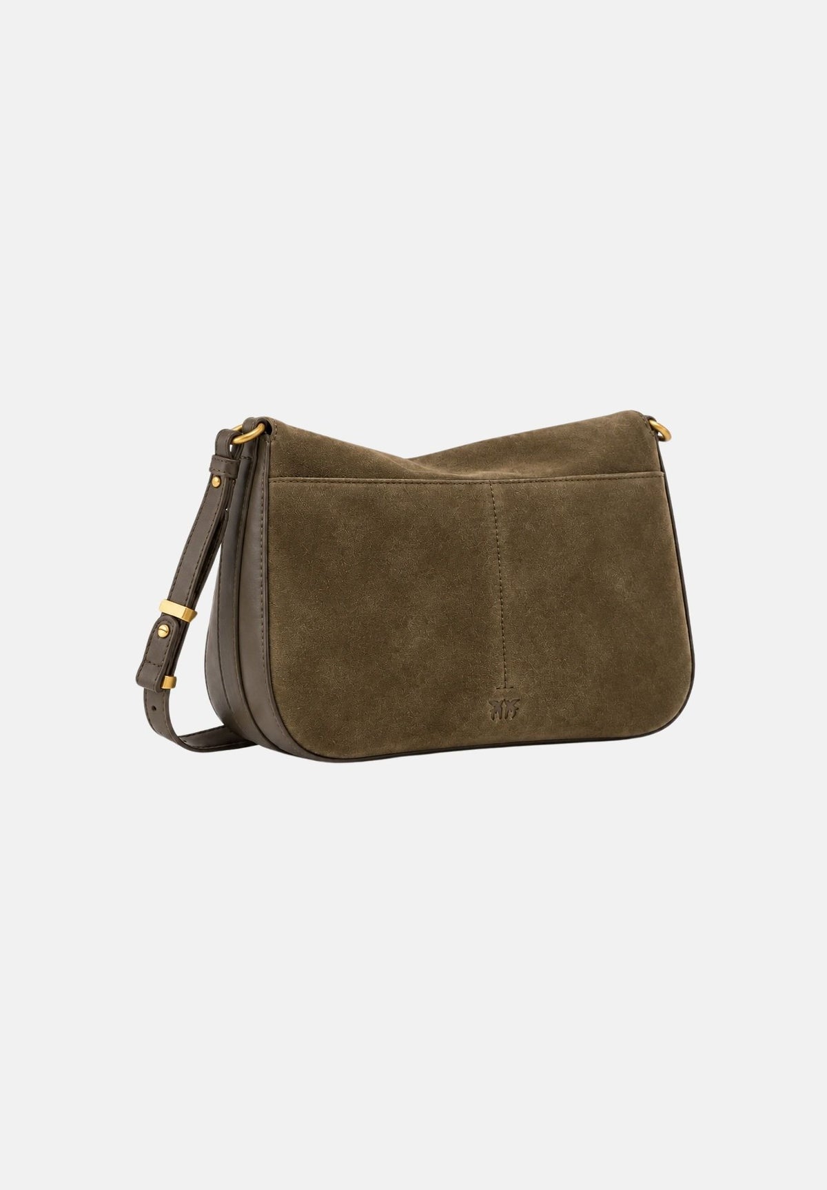 PINKO Borsa a spalla LOVE SATCHEL CLASSIC verde oliva scuro da donna in suede scamosciata 107655A0F6 V65Q PINKO