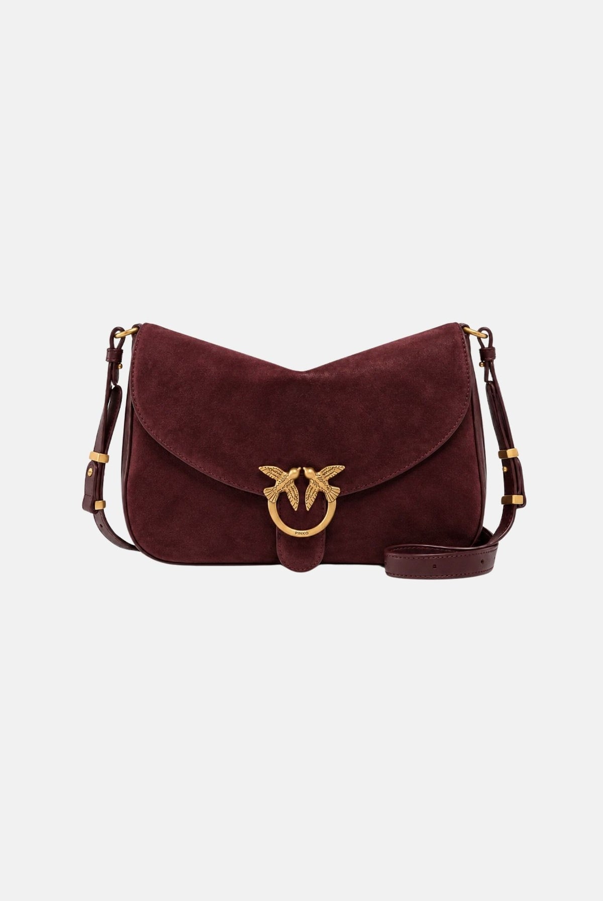 PINKO Borsa a spalla LOVE SATCHEL CLASSIC borgogna bordeaux da donna con effetto pelle scamosciata 107655A0F6 W34Q PINKO