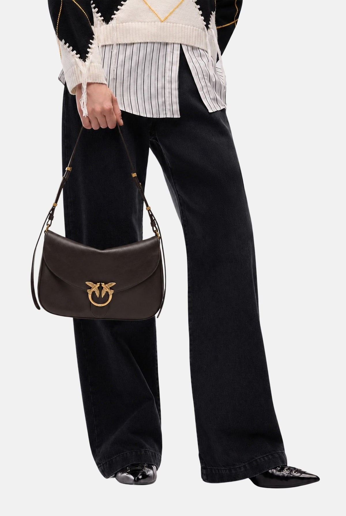 PINKO Borsa a spalla LOVE BIRDS marrone caffè-testa di moro da donna 107655A3LO L64Q PINKO