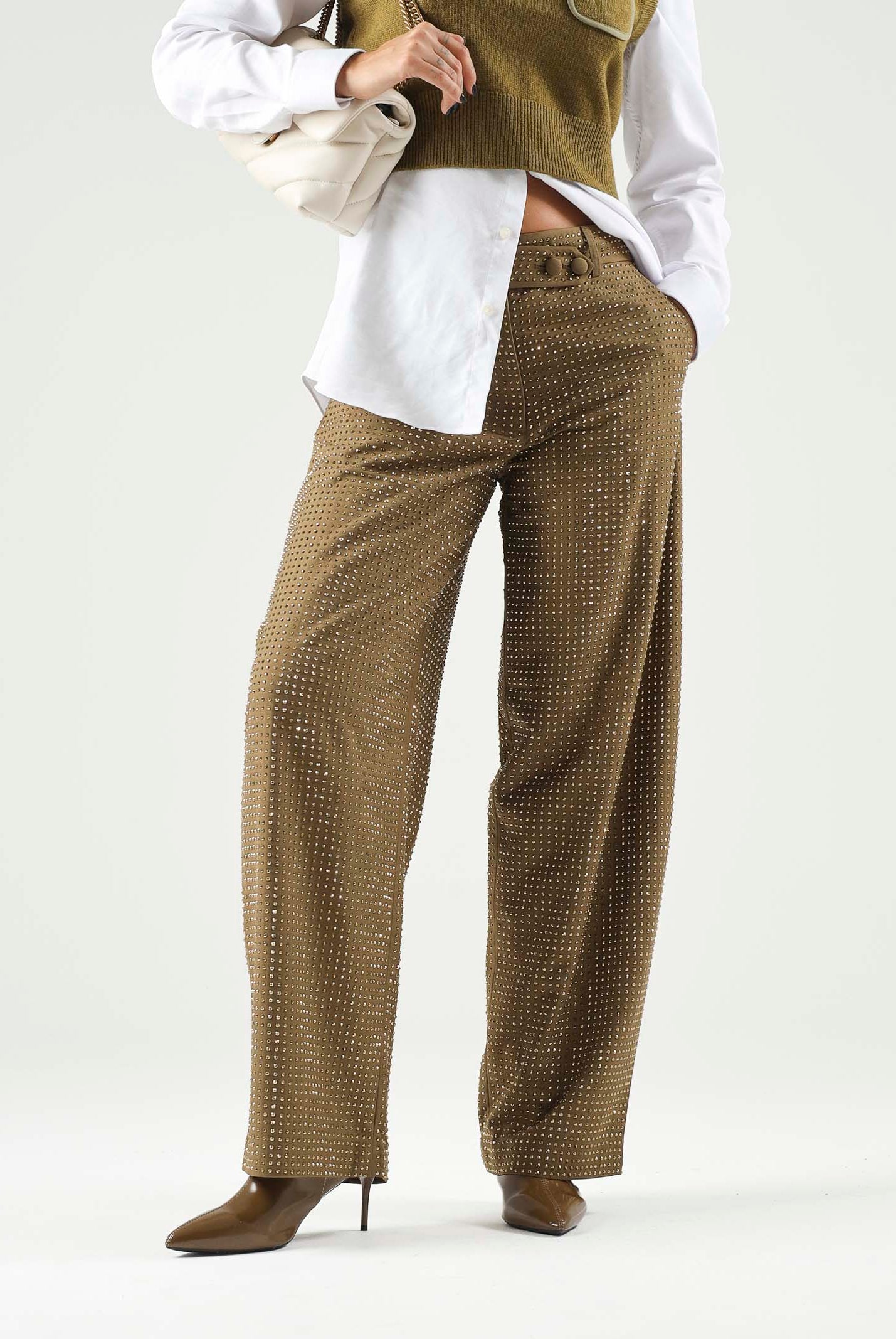 PINKO Pantaloni SOLOPACA PANTS Noce Cinereo, marrone da donna con linea barrel 107667A3M0 V67 PINKO