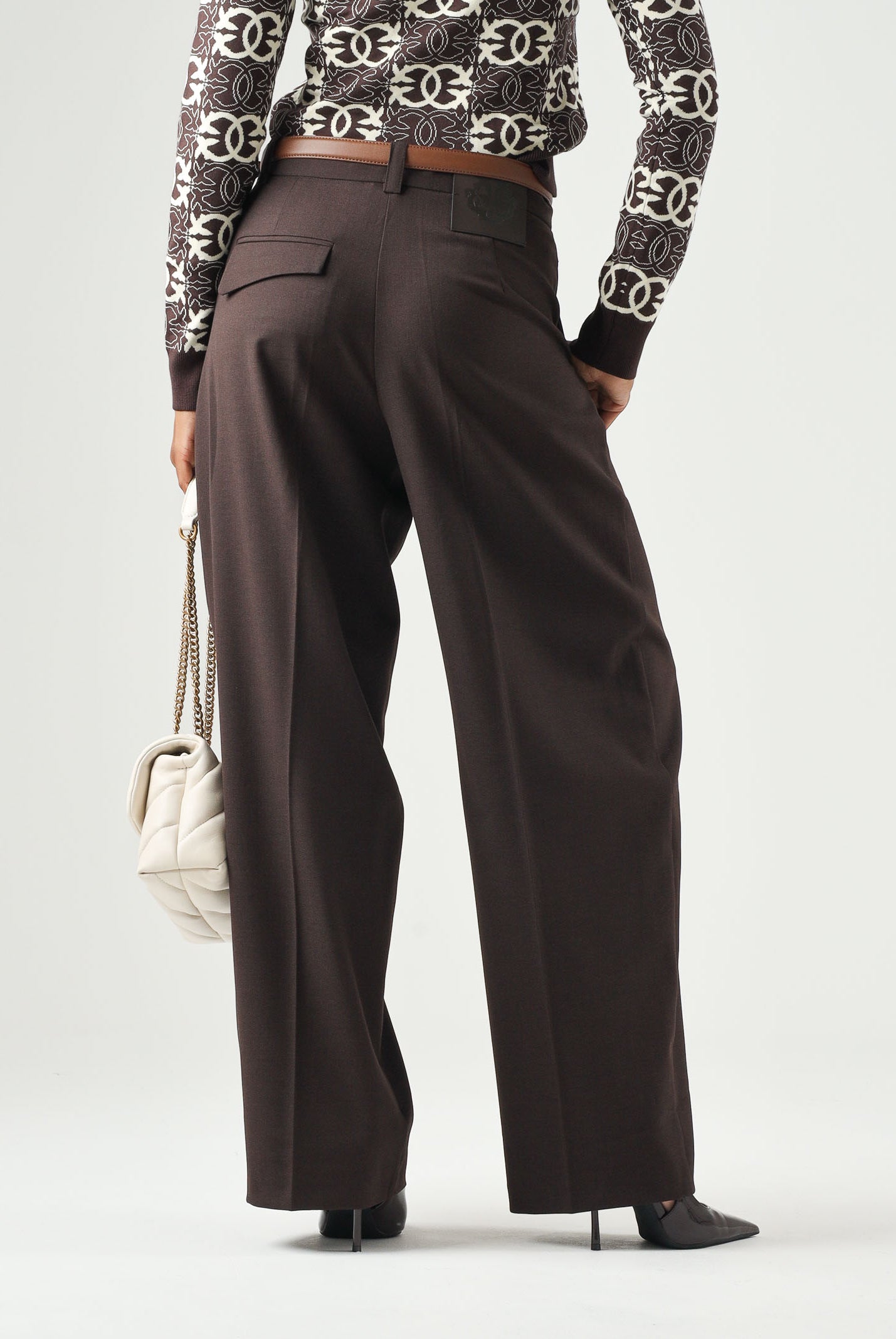 PINKO pantaloni BALBINO Marrone Oltre da donna con gamba ampia. 107712A3MS M04 PINKO