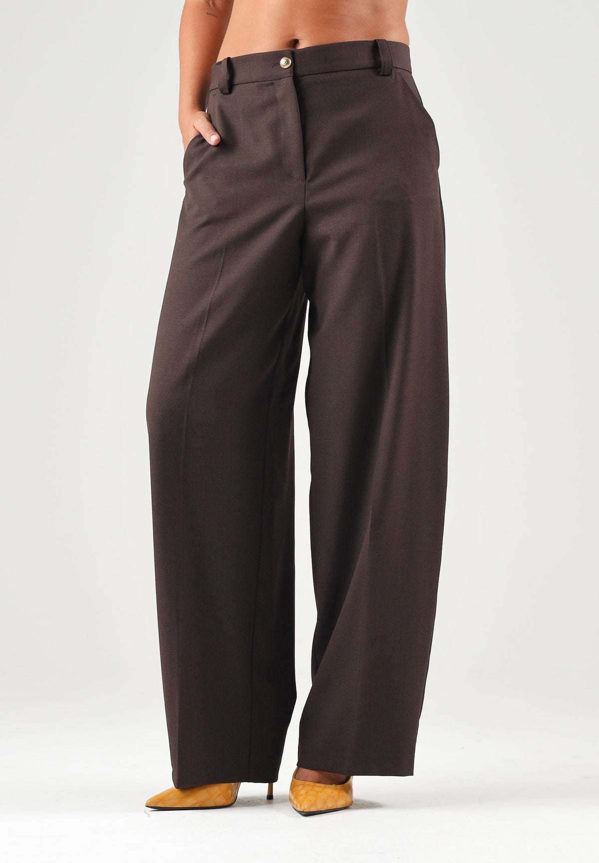 PINKO Pantaloni BALBINO marrone oltre da donna con gamba ampia. 107712A3MS M04 PINKO